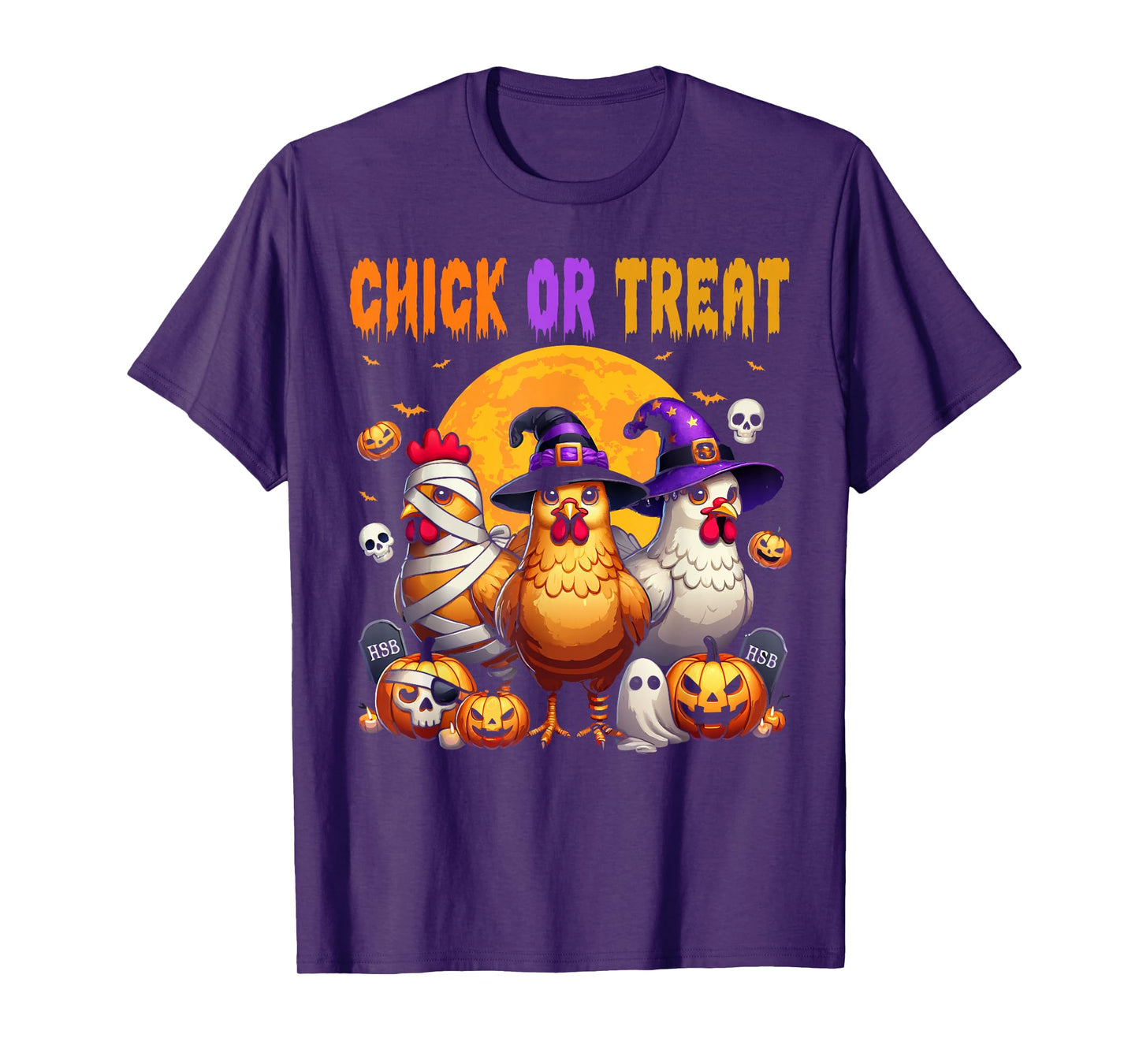 Halloween Chick or Treat Pumpkin Chicken Girl Farmer T-Shirt