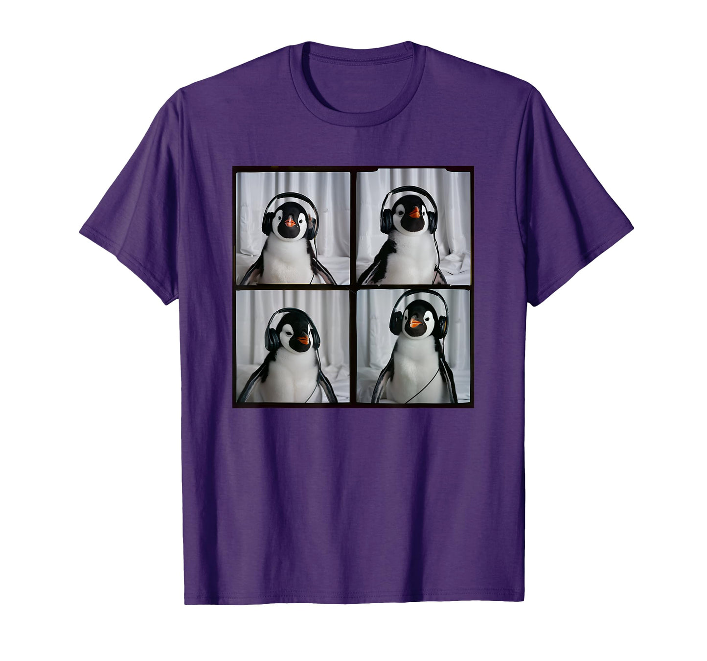 Penguin With Headphones Autism Sensory Zoo Penguin Lover T-Shirt
