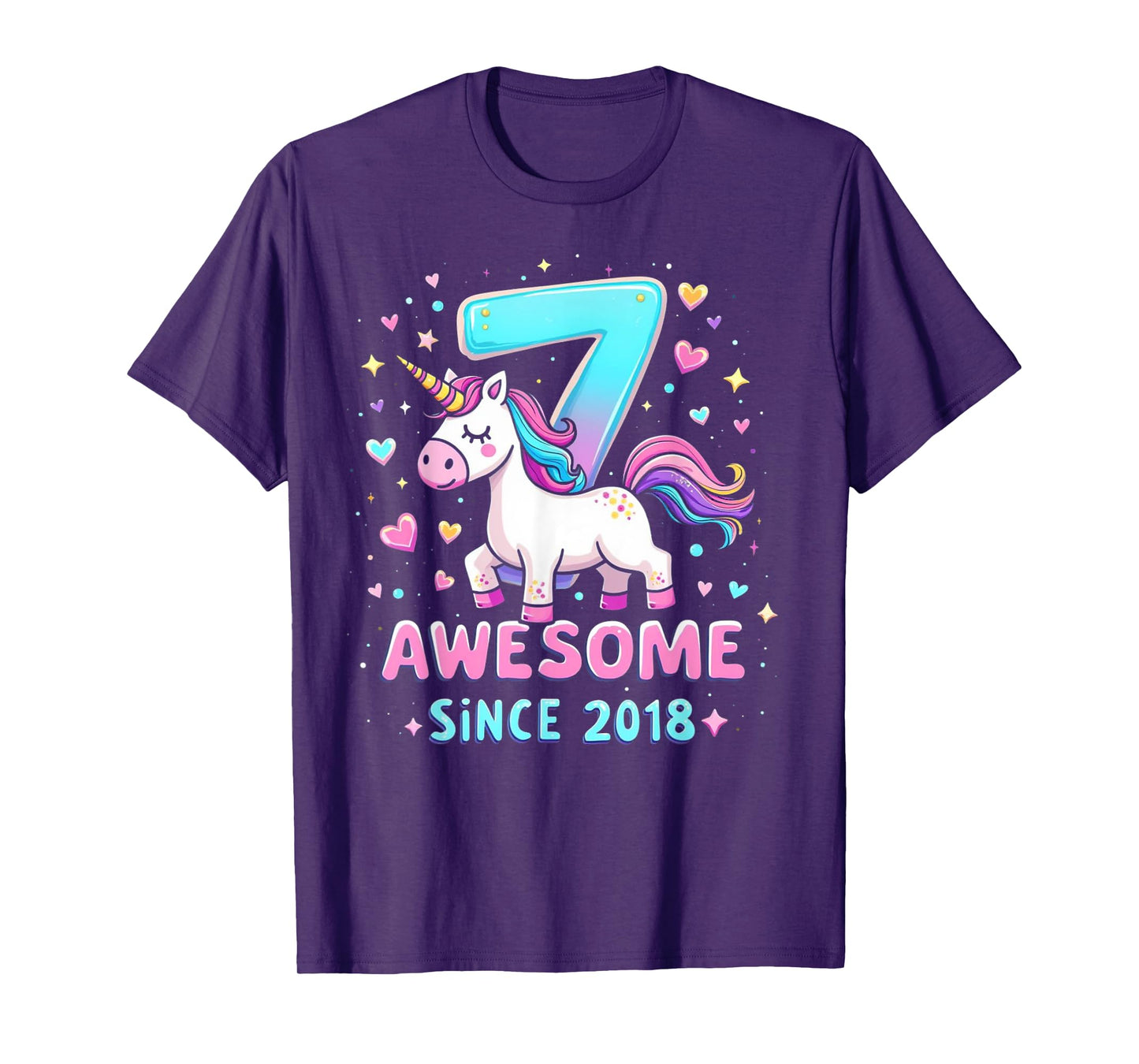 7 Year Old Unicorn Gifts For Girls 7th Birthday Girl Party T-Shirt