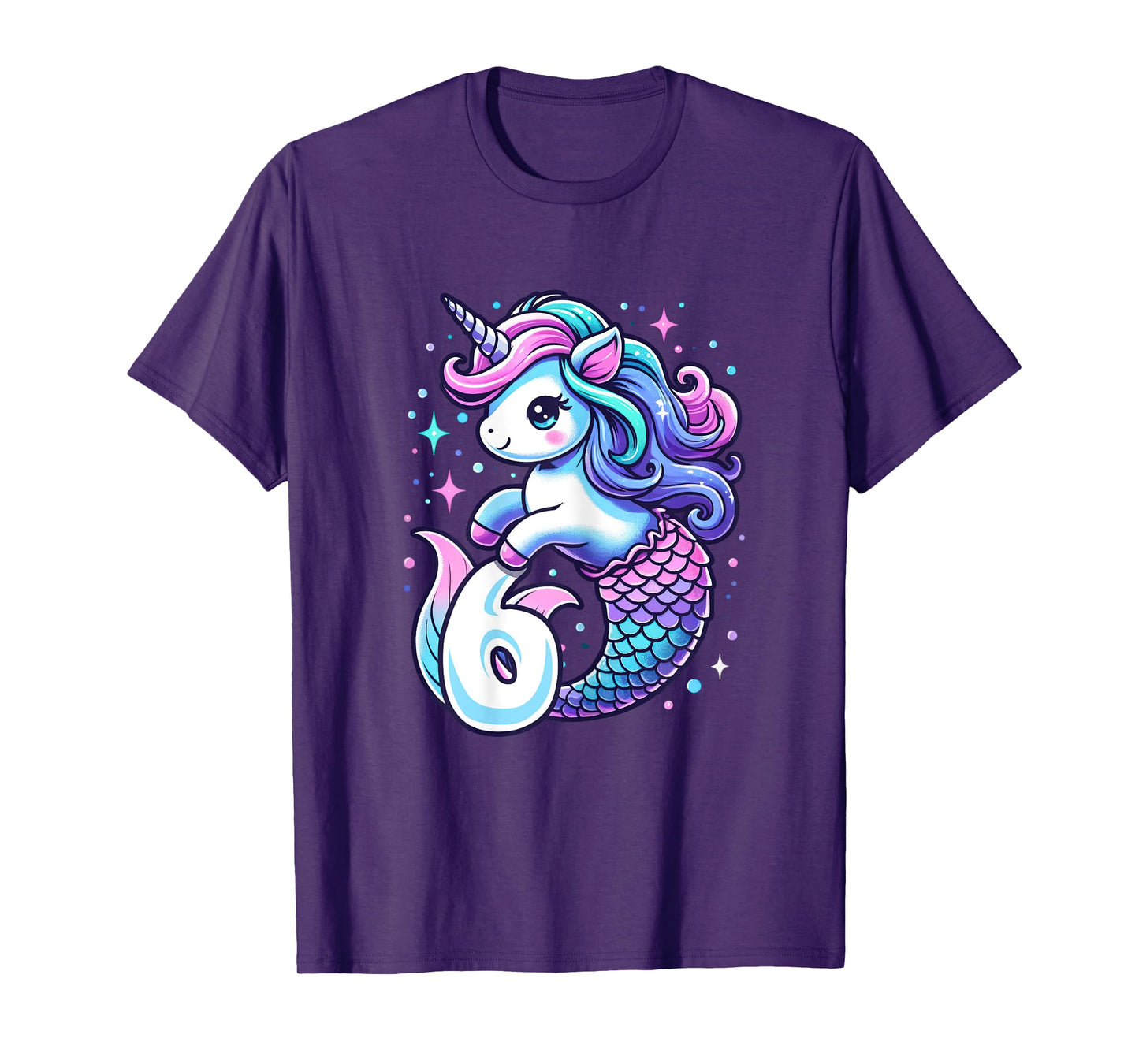 Unicorn Mermaid 6th Birthday 6 Year Old Party Girls Outfit T-Shirt