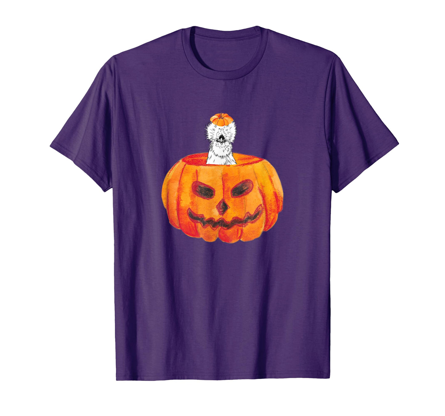 Silkie Chicken Happy Halloween Pumpkin Farm Animal Lover T-Shirt