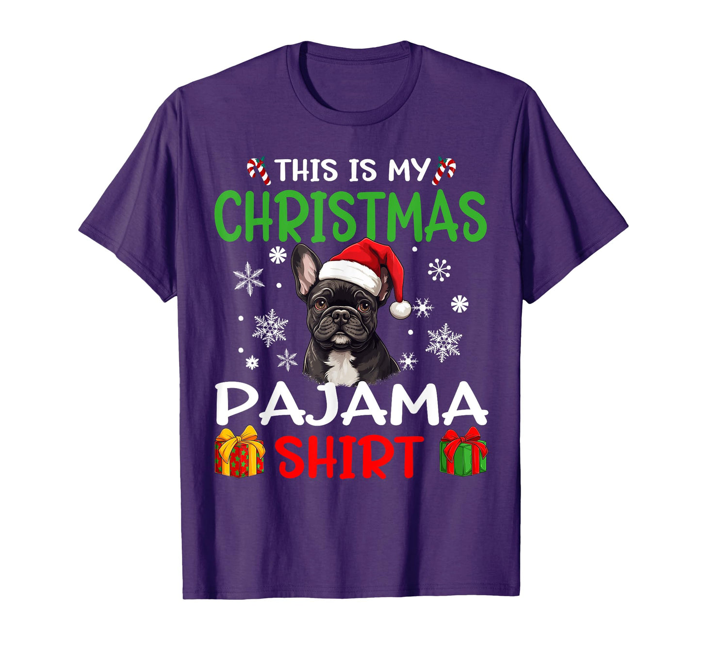 French Bulldog Frenchie Dog Christmas Pajama Merry X-mas Men Women Kids T-Shirt