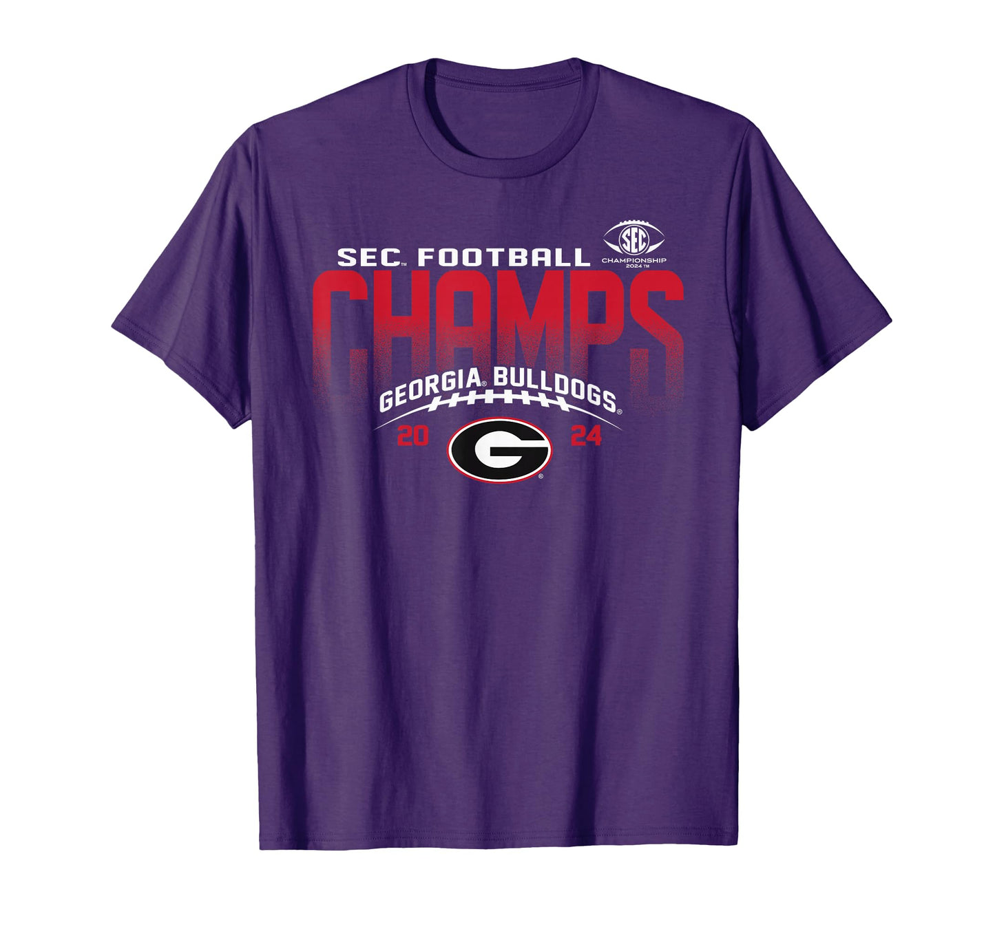 Elite Authentics Georgia Bulldogs Unisex-Adults/Unisex-Kids SEC Champs 2024 Black Cotton/Polyester Blend Short Sleeve Crew Neck T-Shirt
