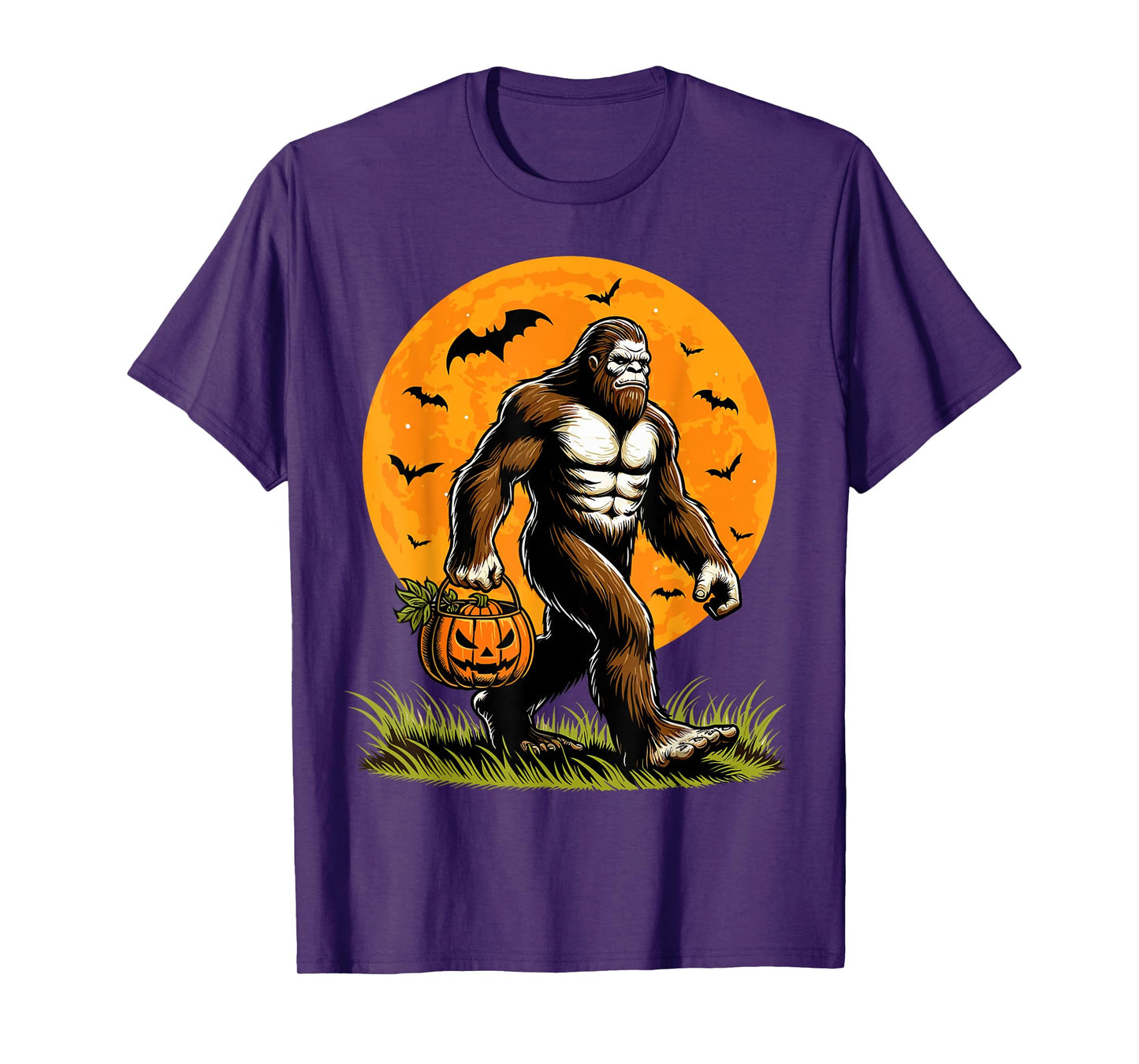 Spooky Bigfoot Halloween Pumpkin Funny Halloween Sasquatch T-Shirt