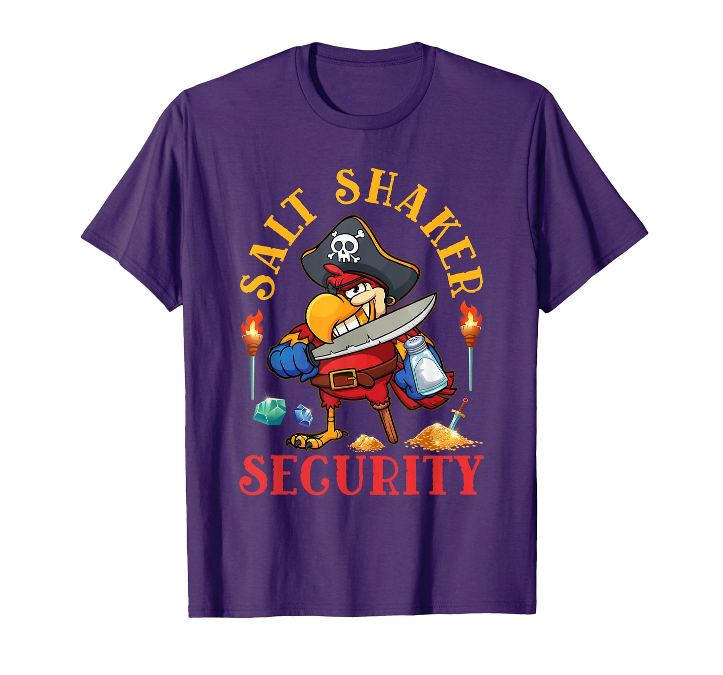 Salt-Shaker Security Pirate Head Parrot Funny Concert T-Shirt
