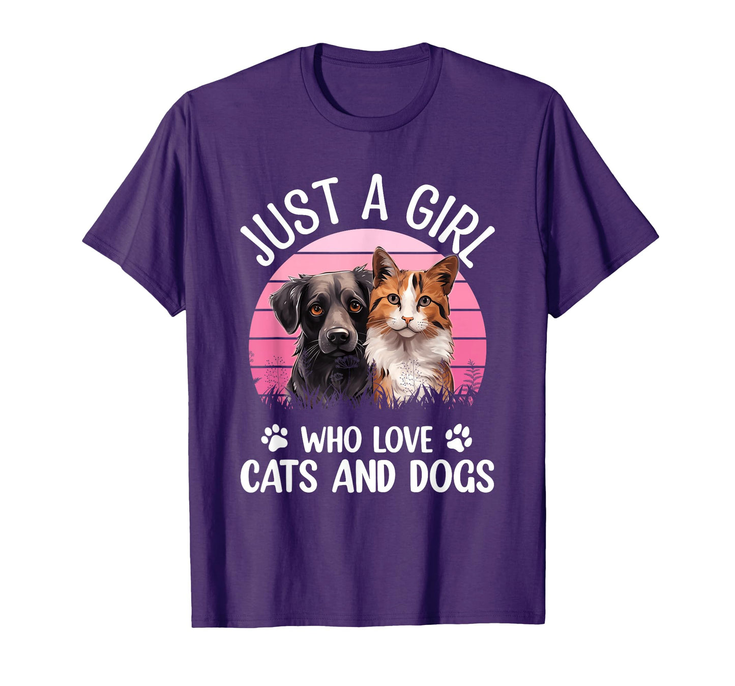 Just A Girl Who Loves Cats and Dogs Funny Puppy Lover T-Shirt