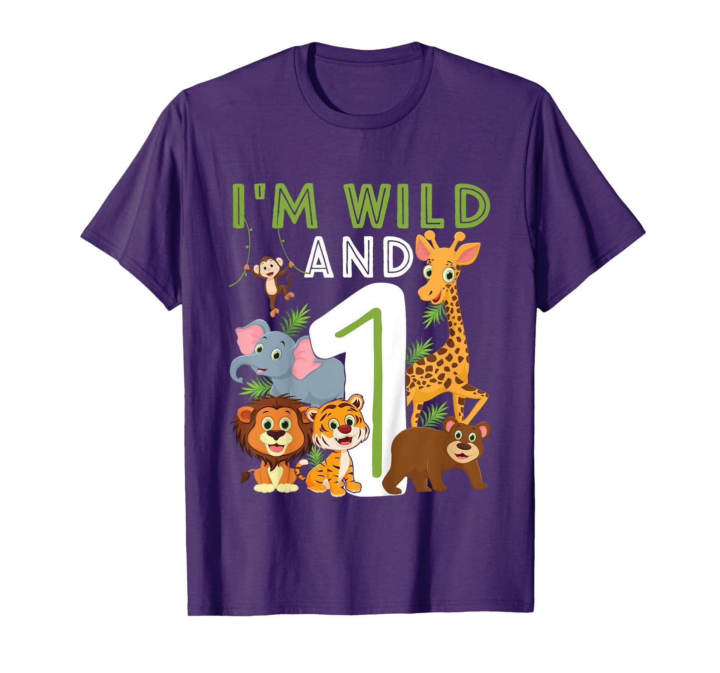 I'm wild And One Safari Zoo Animal Theme 1 Year Old Birthday T-Shirt