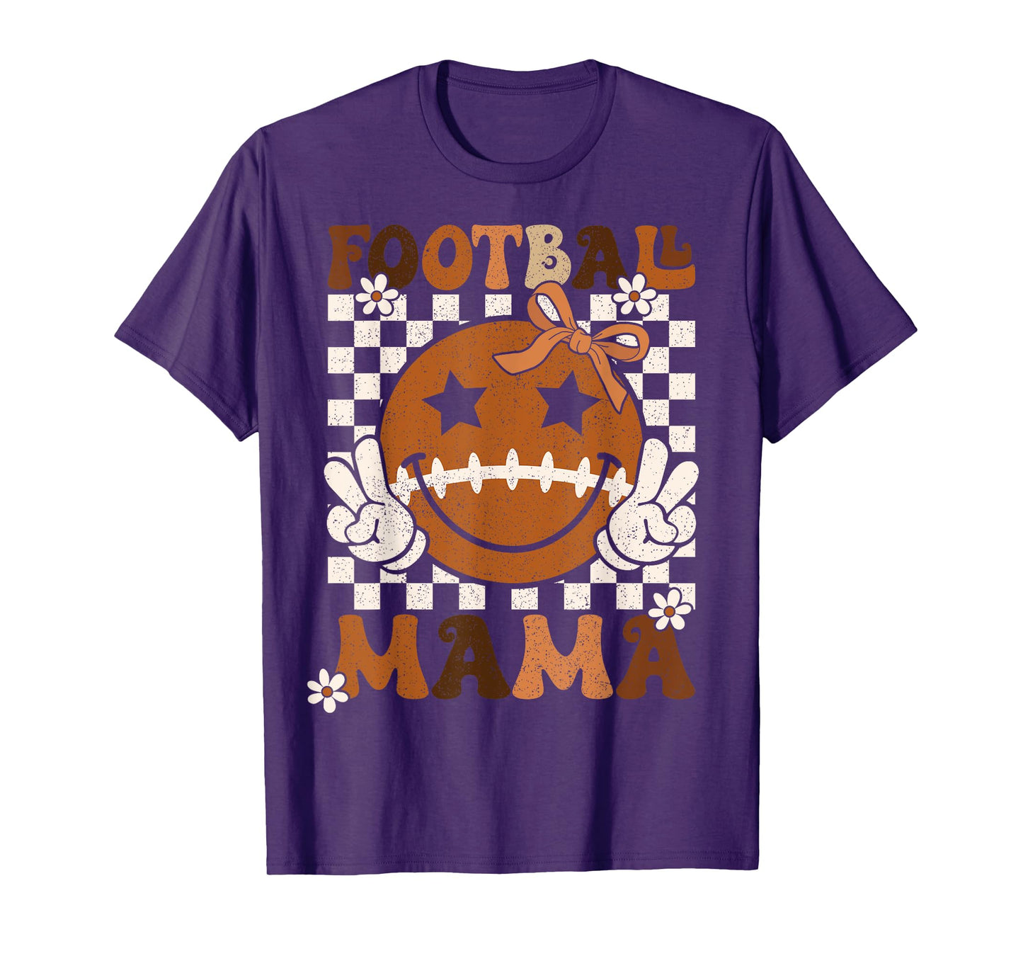 Coquette Bow Football Mama Mom Rtero Game Day T-Shirt
