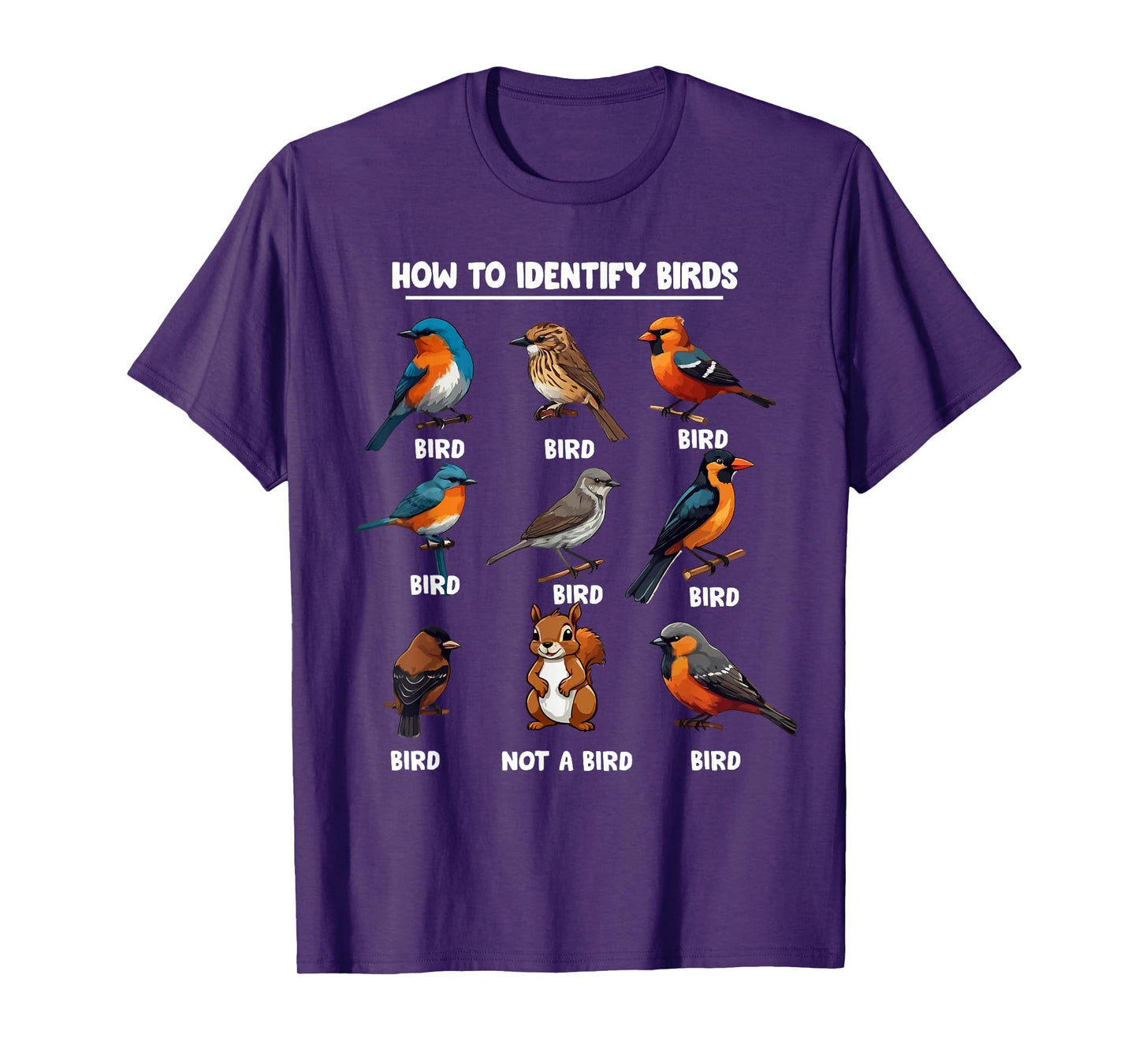 Funny Bird How to Identify Birds - Birds Lovers Watching T-Shirt, Small, Black