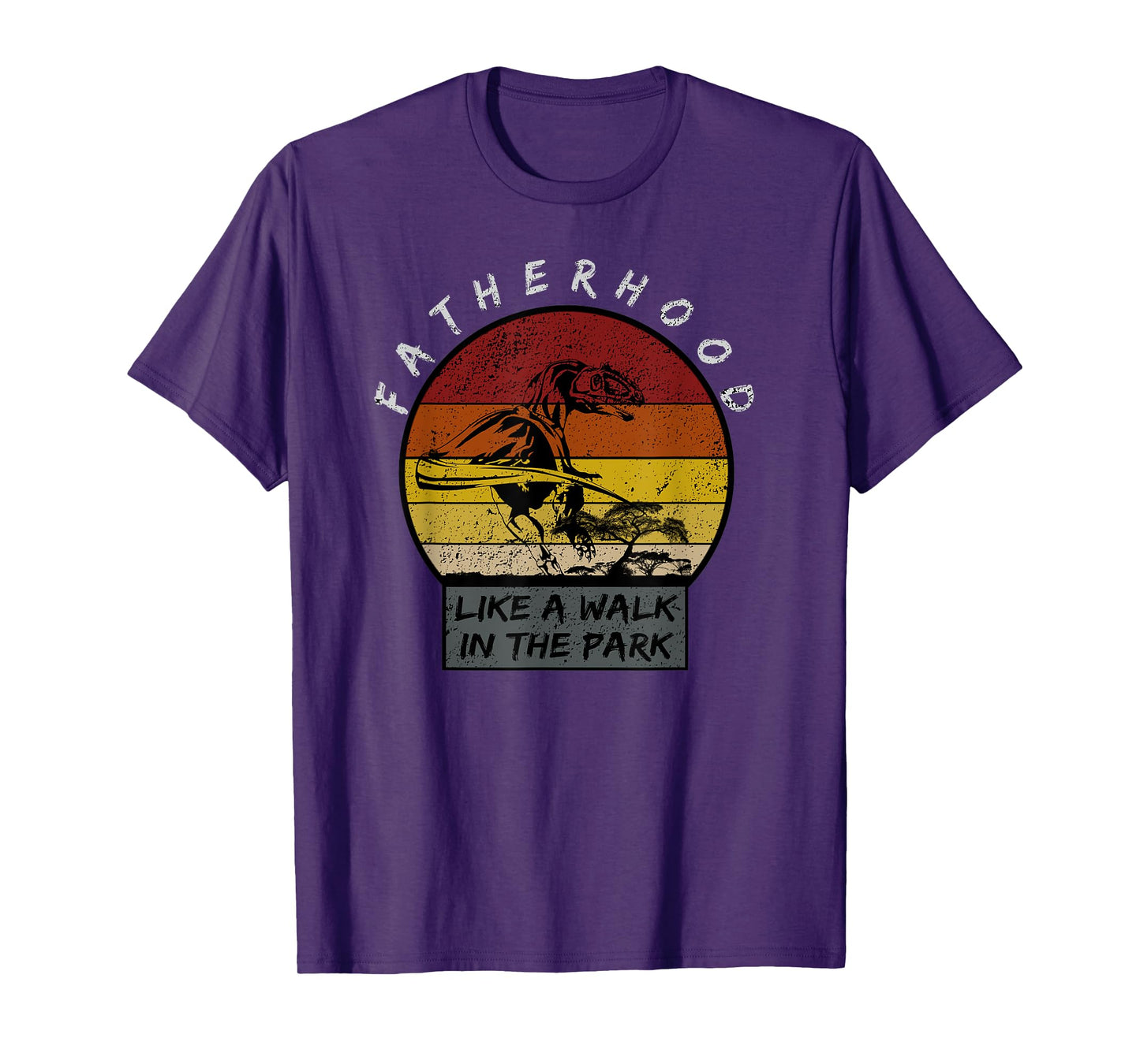 Fatherhood Like A Walk in The Park Dad Retro Sunset T-Shirt