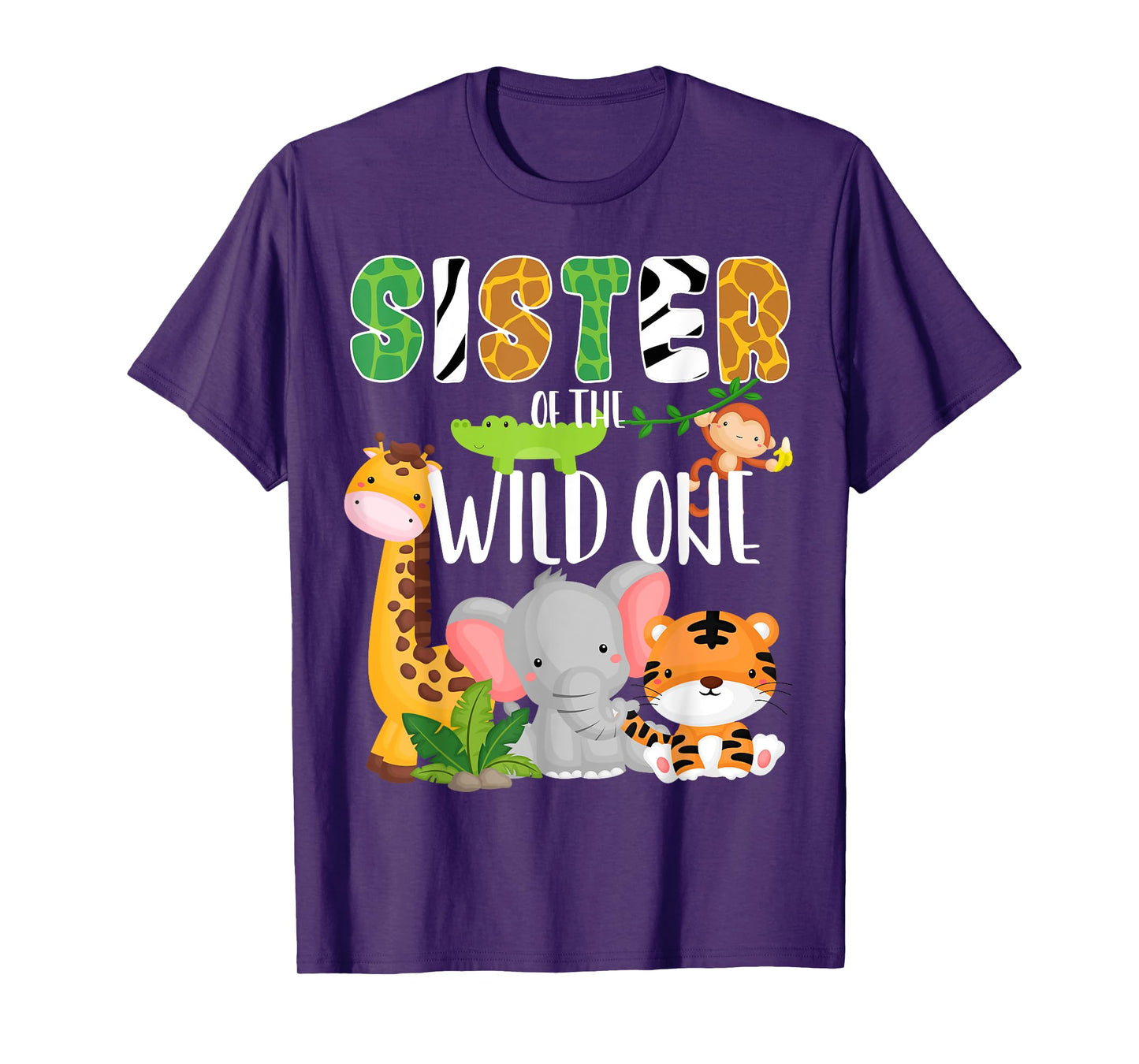 Sister of the Wild One Zoo Birthday Safari Jungle Animals T-Shirt