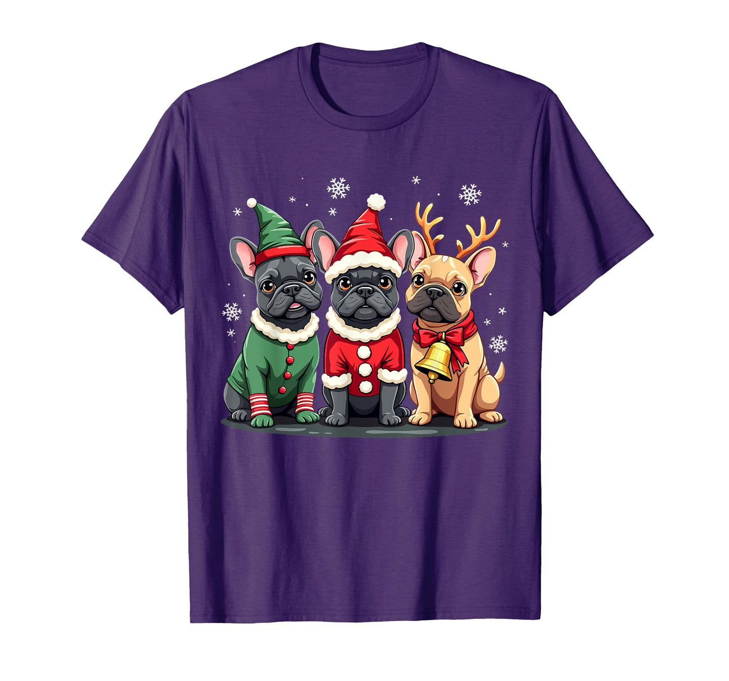 French Bulldog Christmas Dogs Funny Santa Reindeer Elf T-Shirt