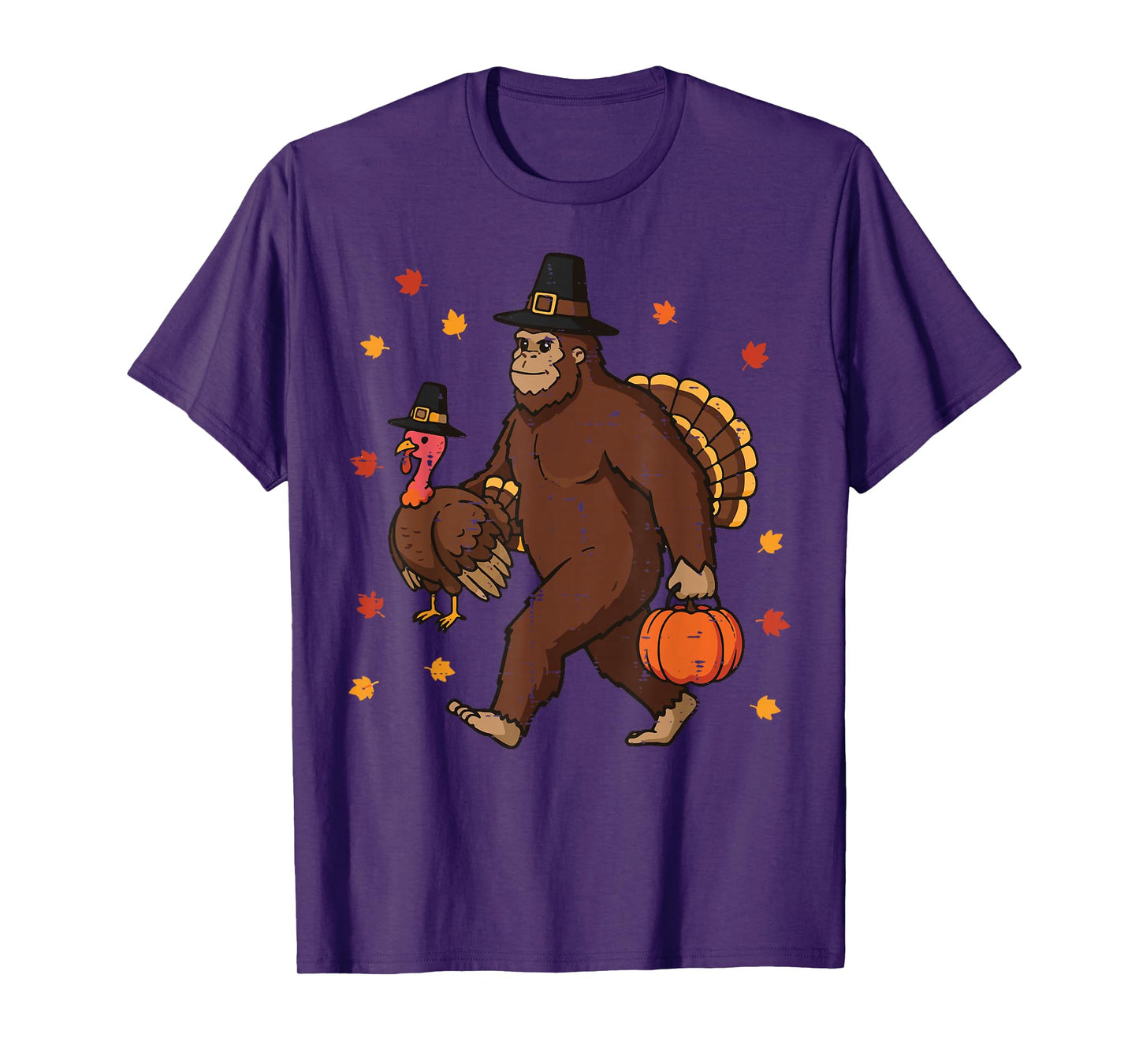 Thanksgiving Bigfoot Sasquatch Turkey Fall Men Women Kids T-Shirt