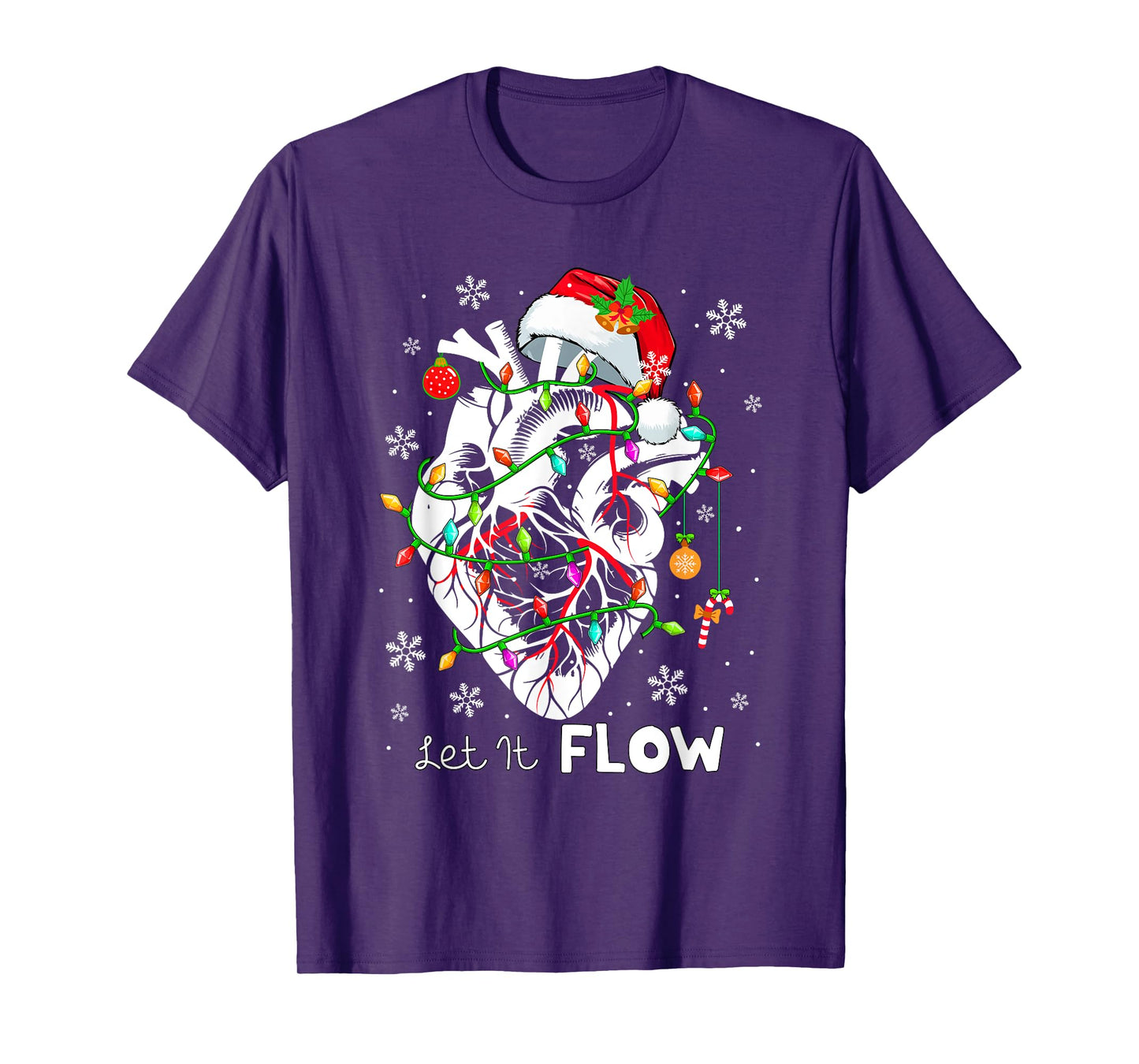 Let It Flowing Xmas Anatomy Santa Heart Part Cardiac Nurse T-Shirt