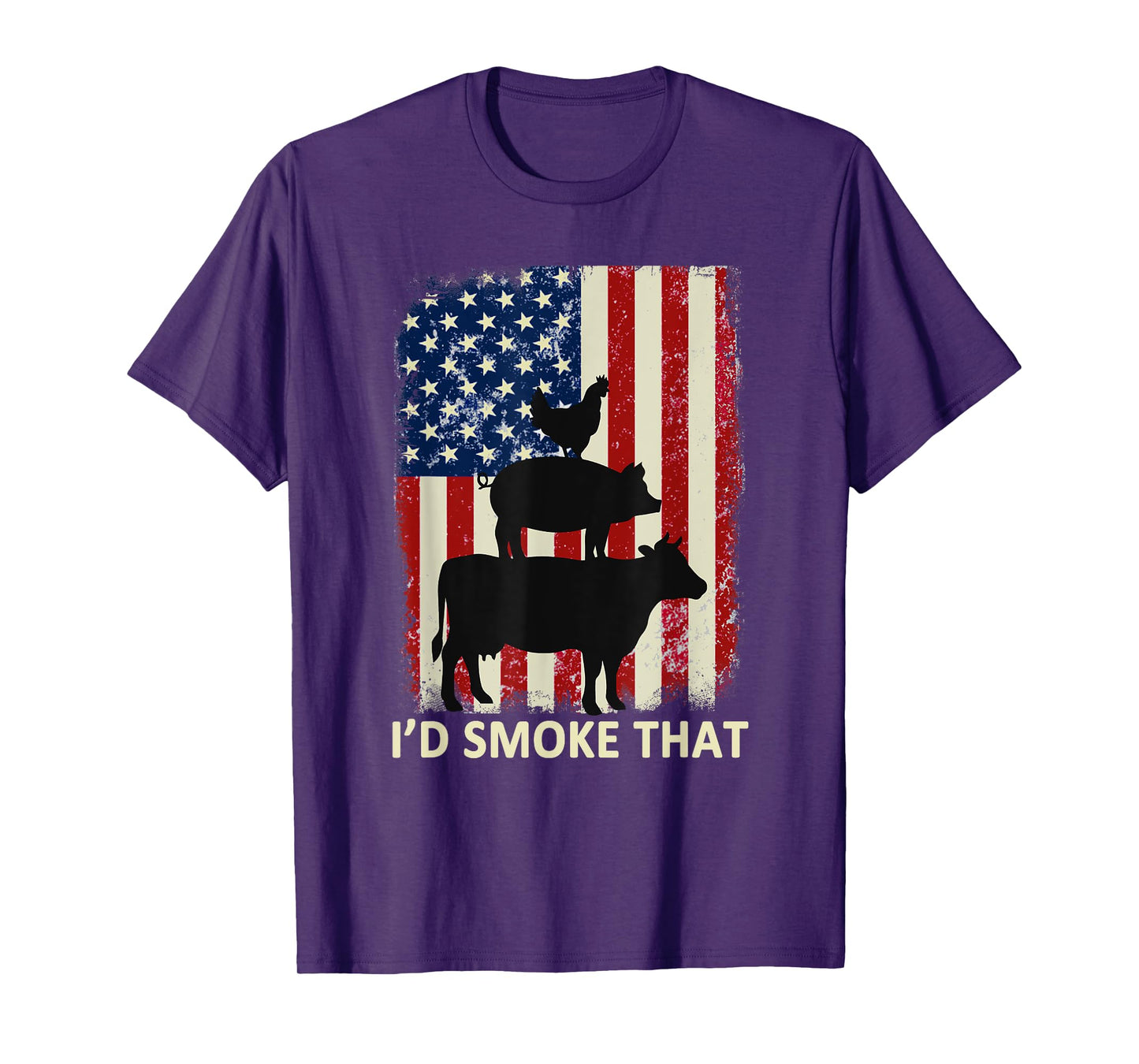 I'd Smoke That American Flag Funny BBQ T-Shirt for Women Men