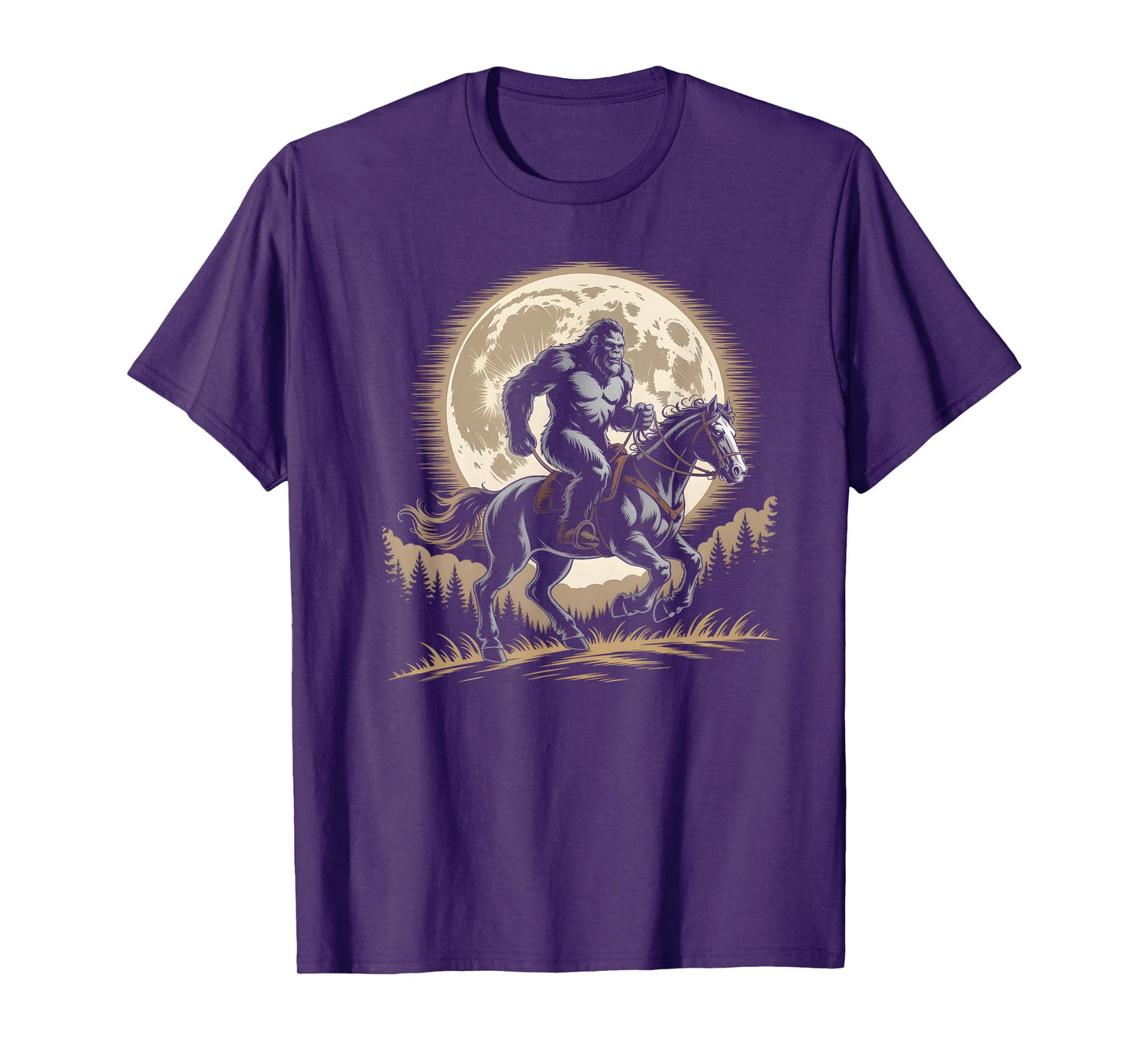 Funny Bigfoot Riding Horse Lover Sasquatch Equestrian Humor T-Shirt