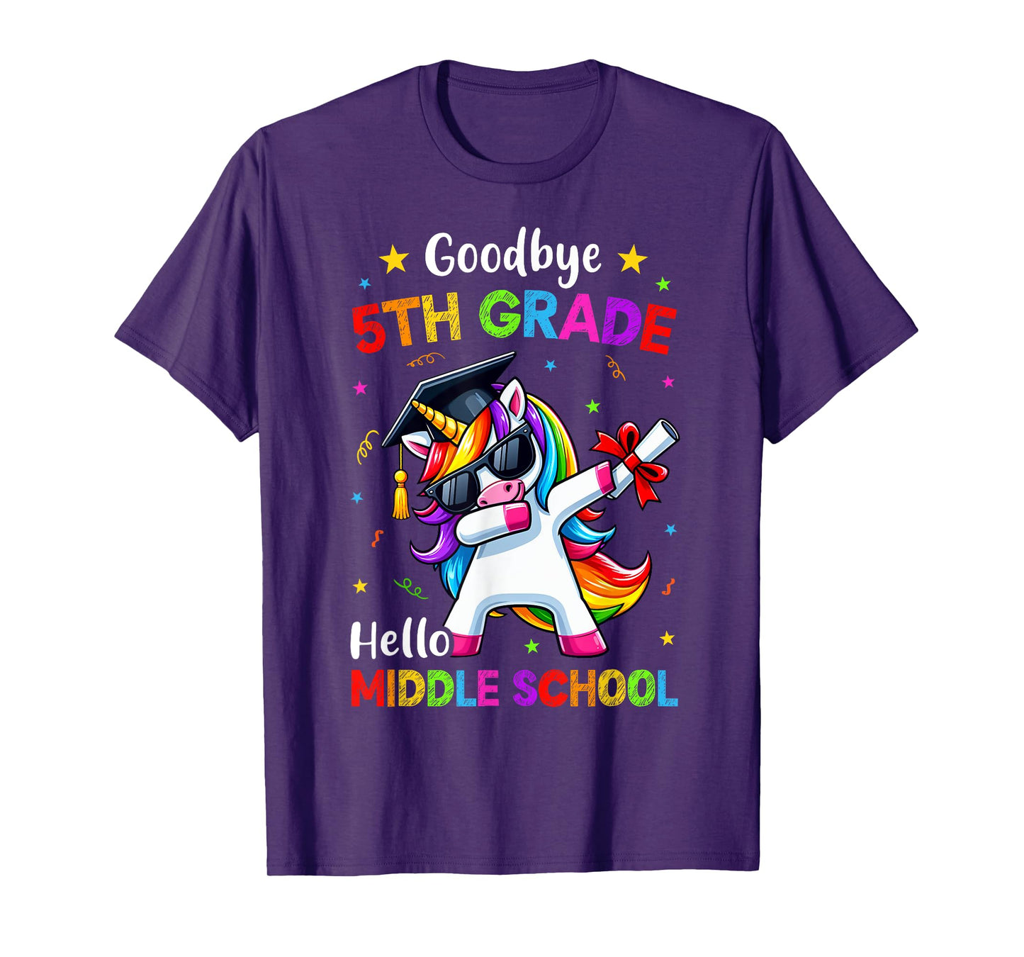 Goodbye 5th Grade Hello Middle school Graduation Unicorn T-Shirt
