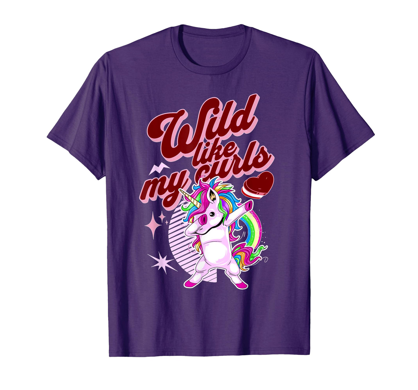 Wilds Like My Curls Toddler Cute Unicorn Curly Haired Retro T-Shirt
