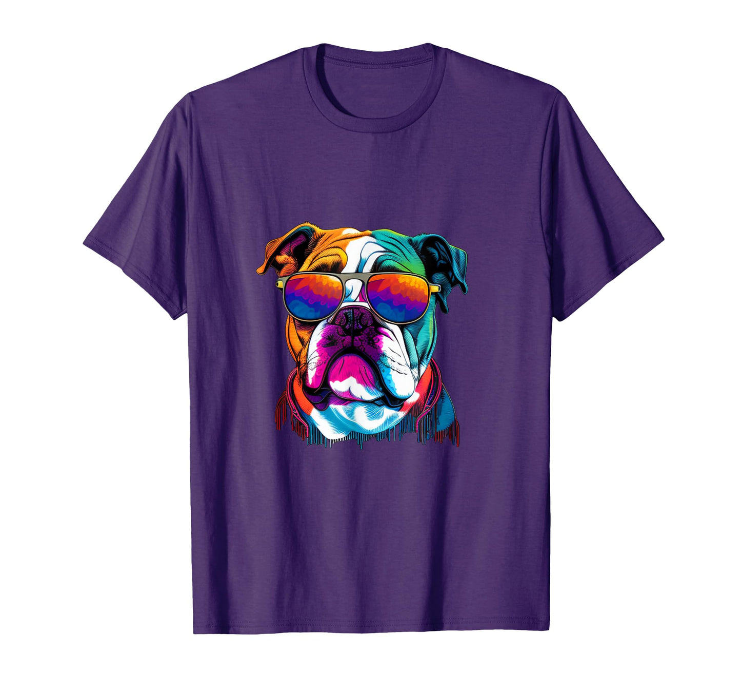 Funny multicolor English Bulldog Face T-Shirt