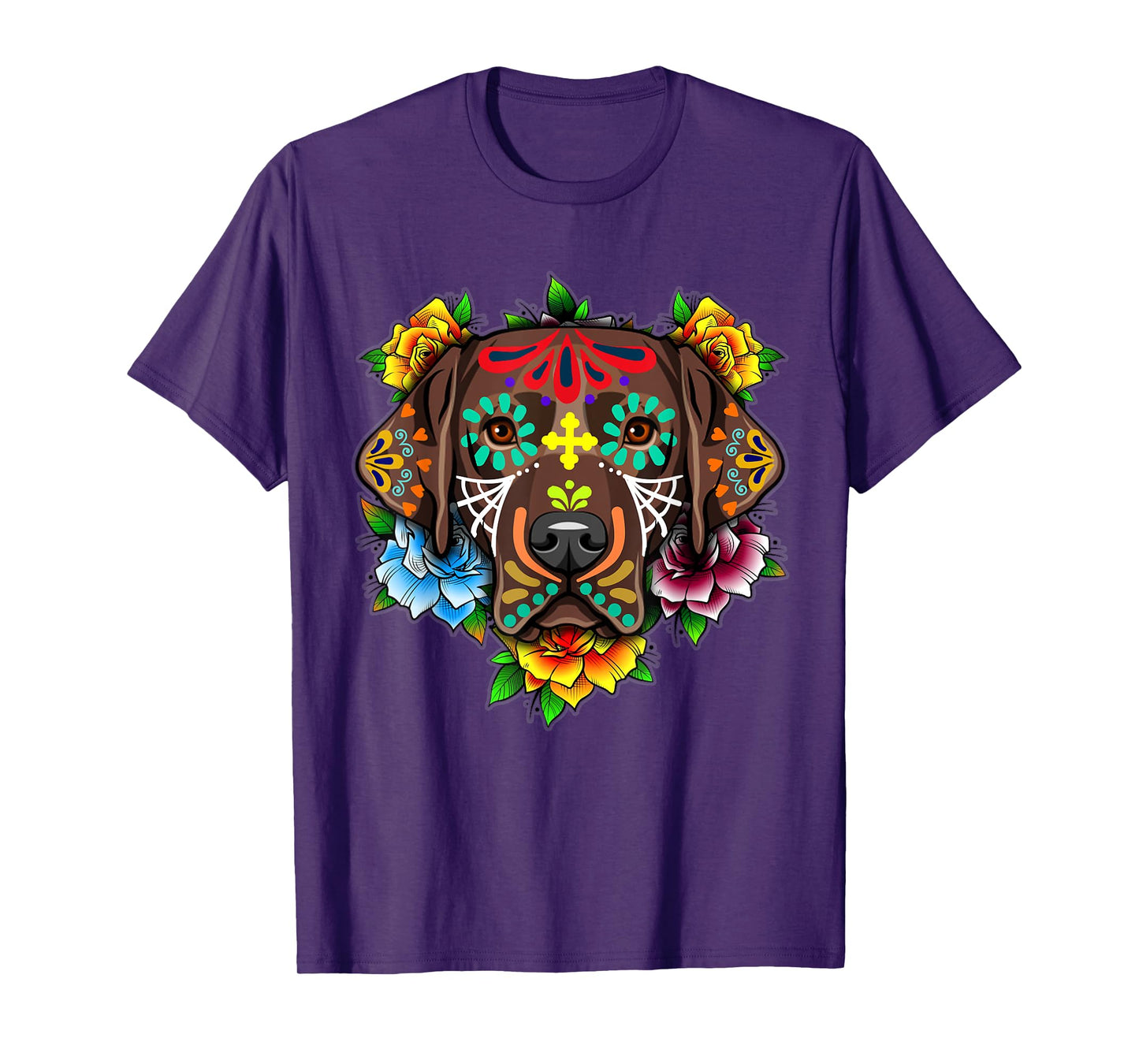 Black Labrador Retriever Day of the Dead Sugar Skull Lab Dog Men Women T-Shirt