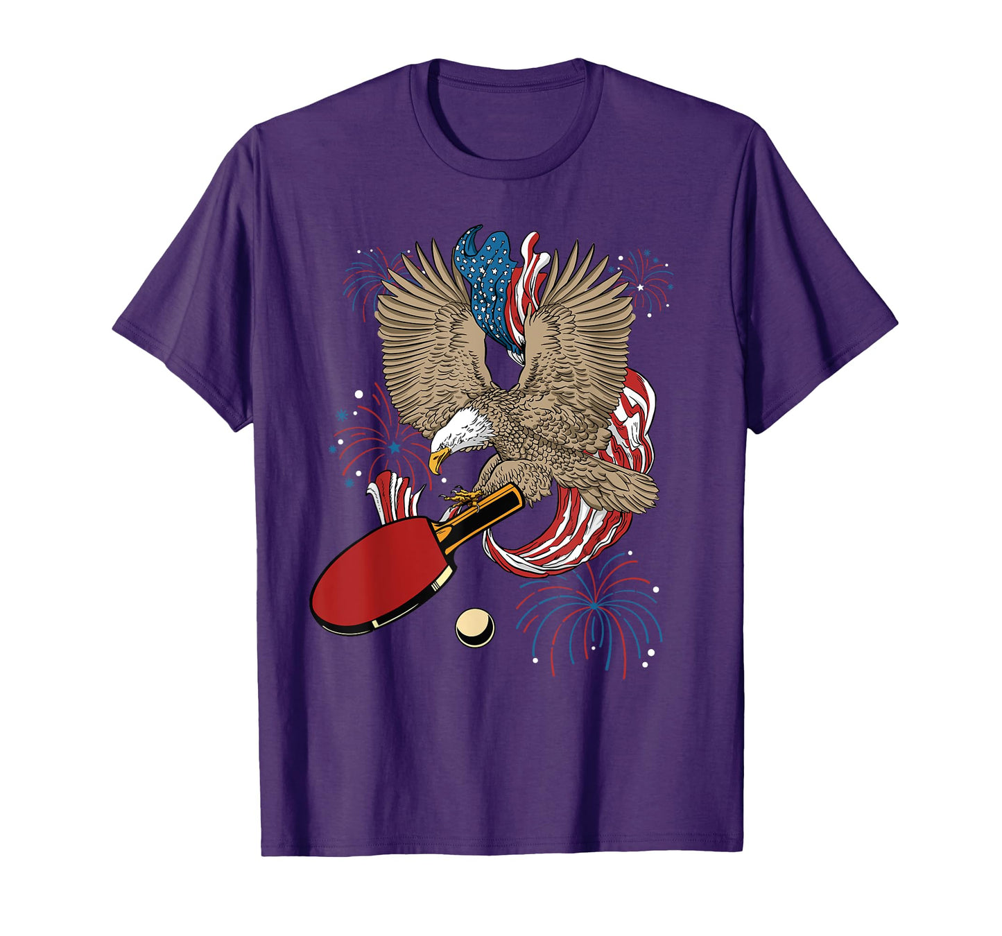 4th Of July Ping Pong Eagle USA Flag America Table Tennis T-Shirt