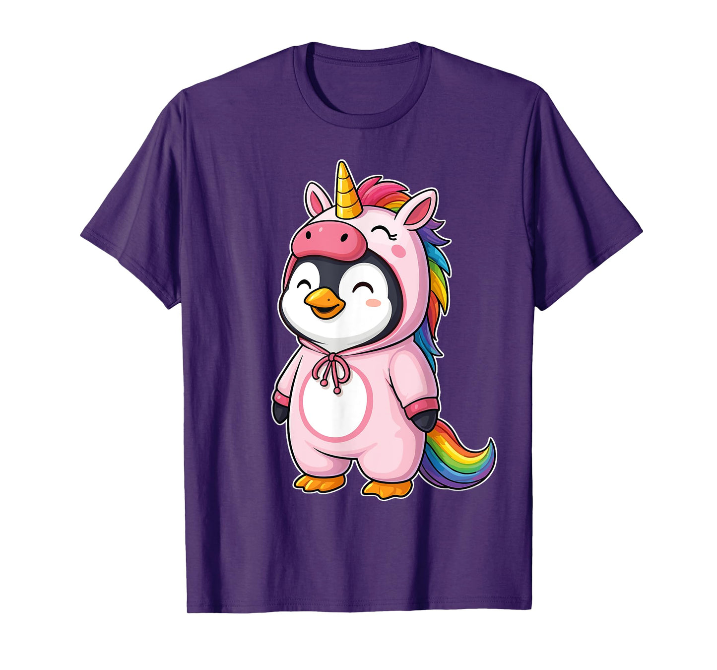 Kawaii Penguin In Unicorn Costume for Girls kids Penguin T-Shirt