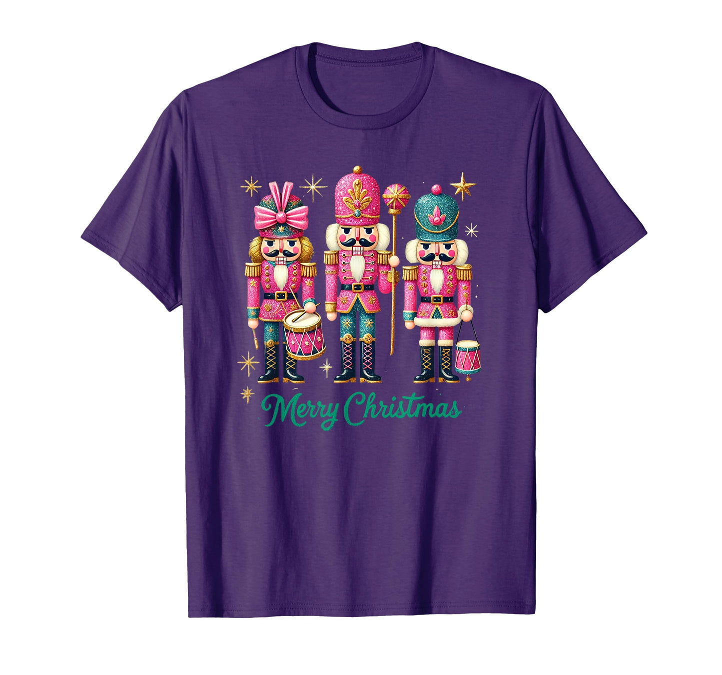 Preppy Pink Nut cracker Merry Christmas Cute Xmas Nutcracker T-Shirt