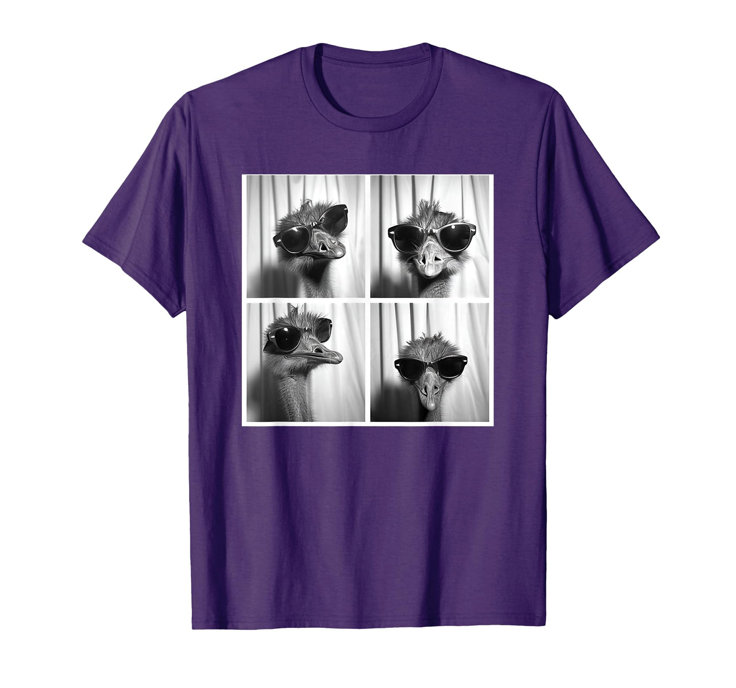 Ostrich Wearing Sunglasses Bird Face Funny Emu Lover T-Shirt