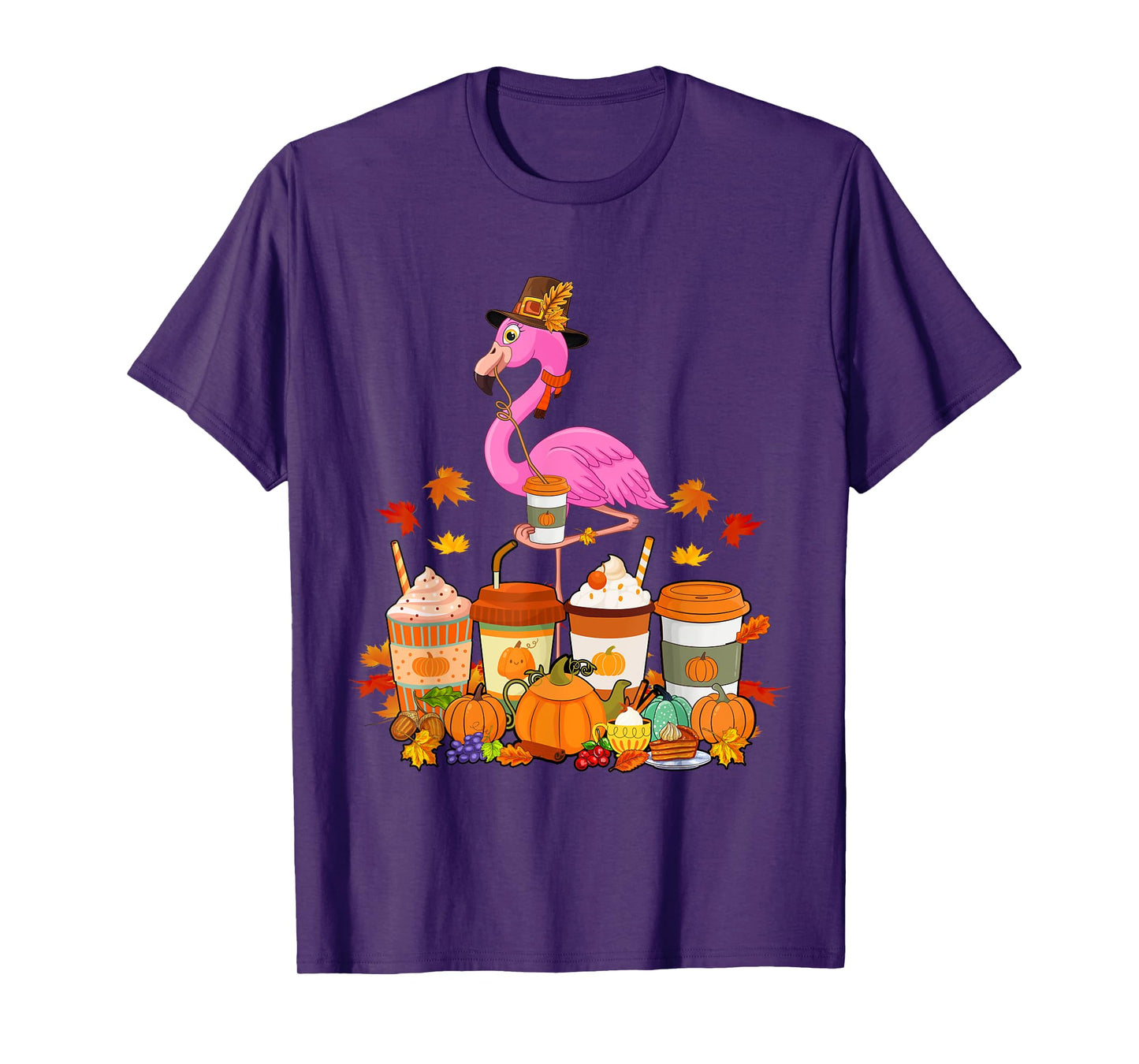 Thanksgiving Flamingo Wearing Hat Case Coffee Cups Lover T-Shirt