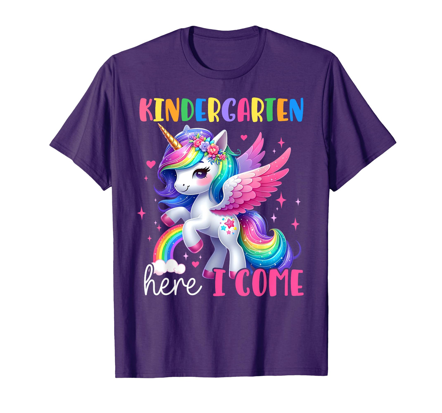 Kindergarten Here I Come Unicorn Girls Kids Back To School T-Shirt