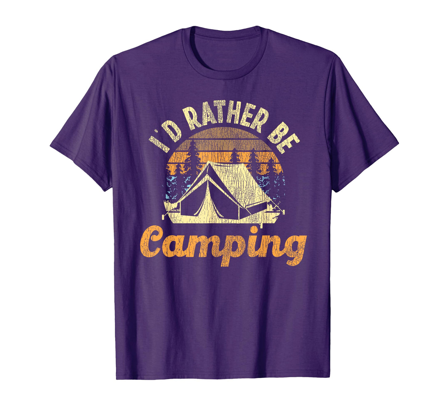 I'd Rather Be Camping Tent Retro Vintage T-Shirt