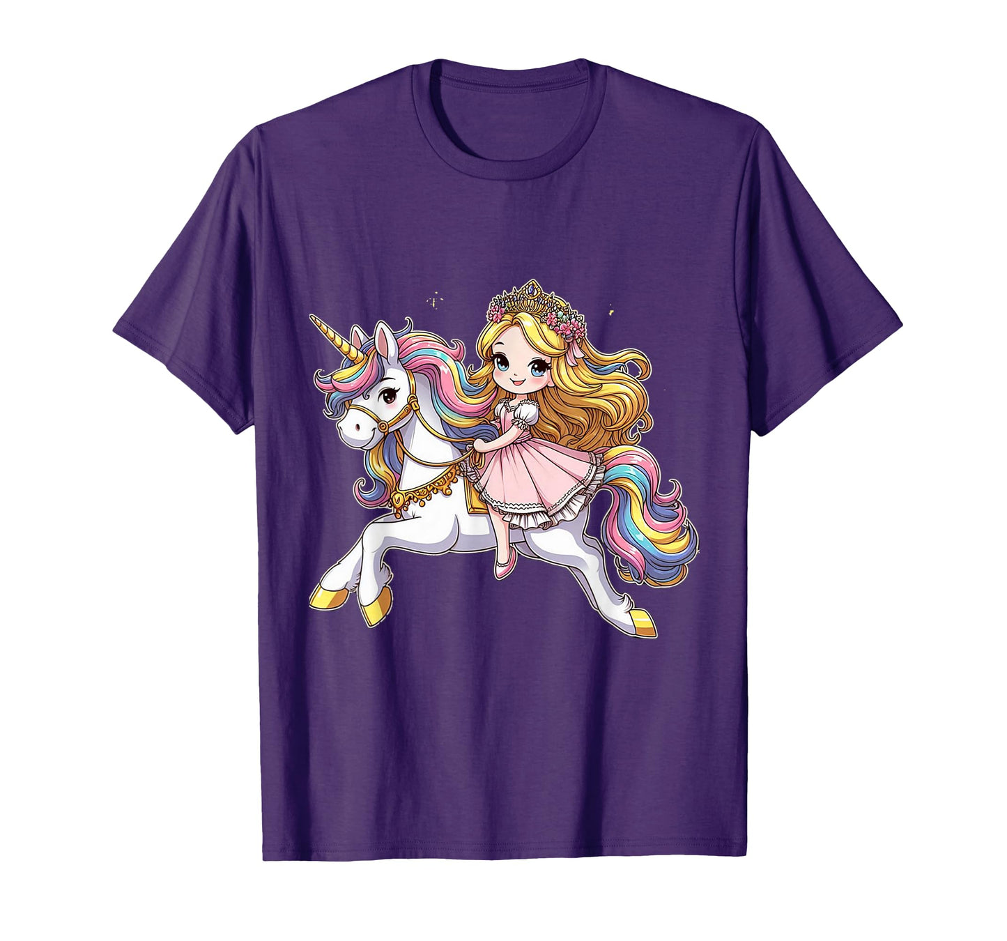 Princess Riding A Unicorn Boys Girls Men Women Kids Adults T-Shirt