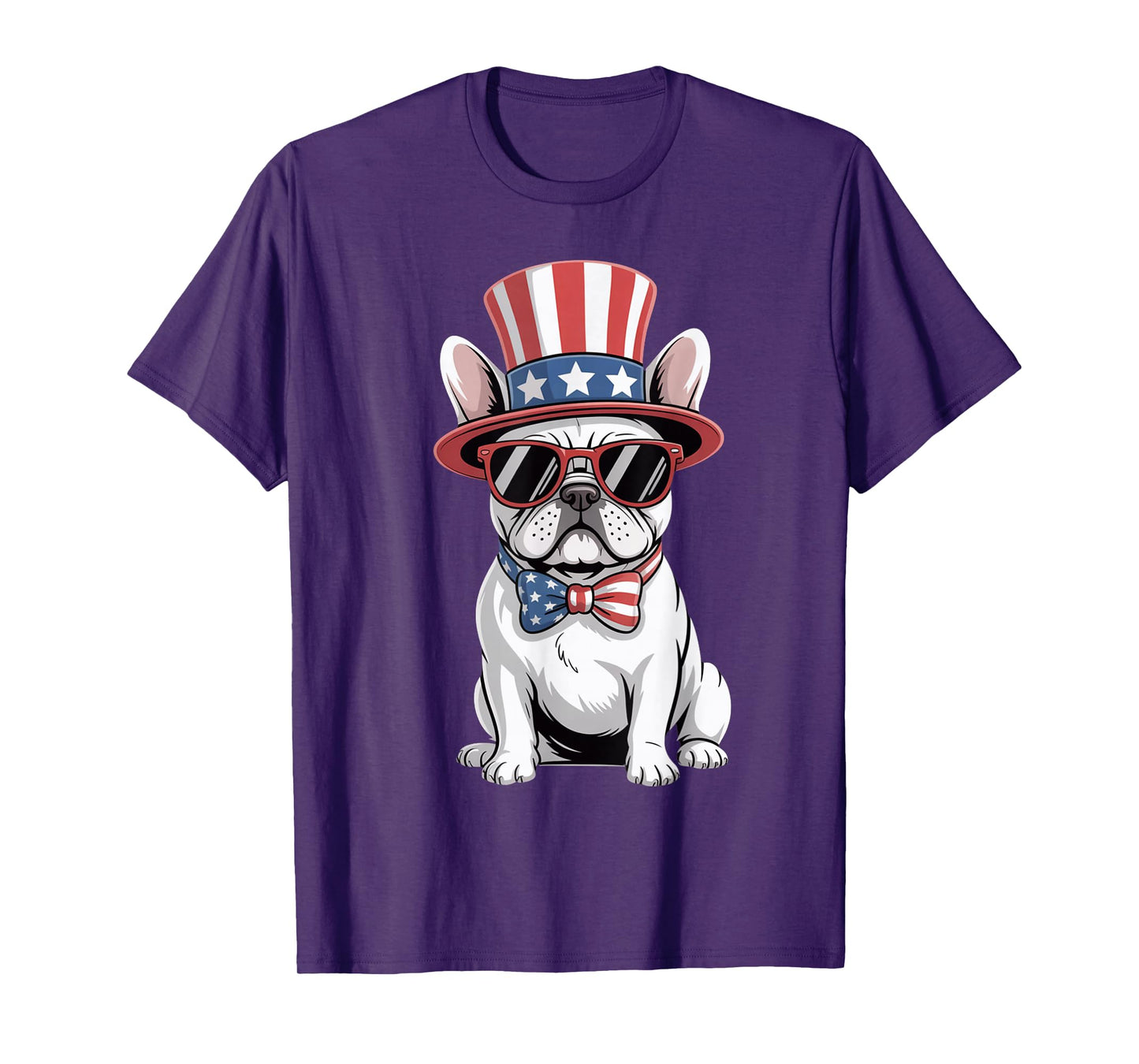 Patriotic Frenchie Dog USA Flag July 4th American Style T-Shirt