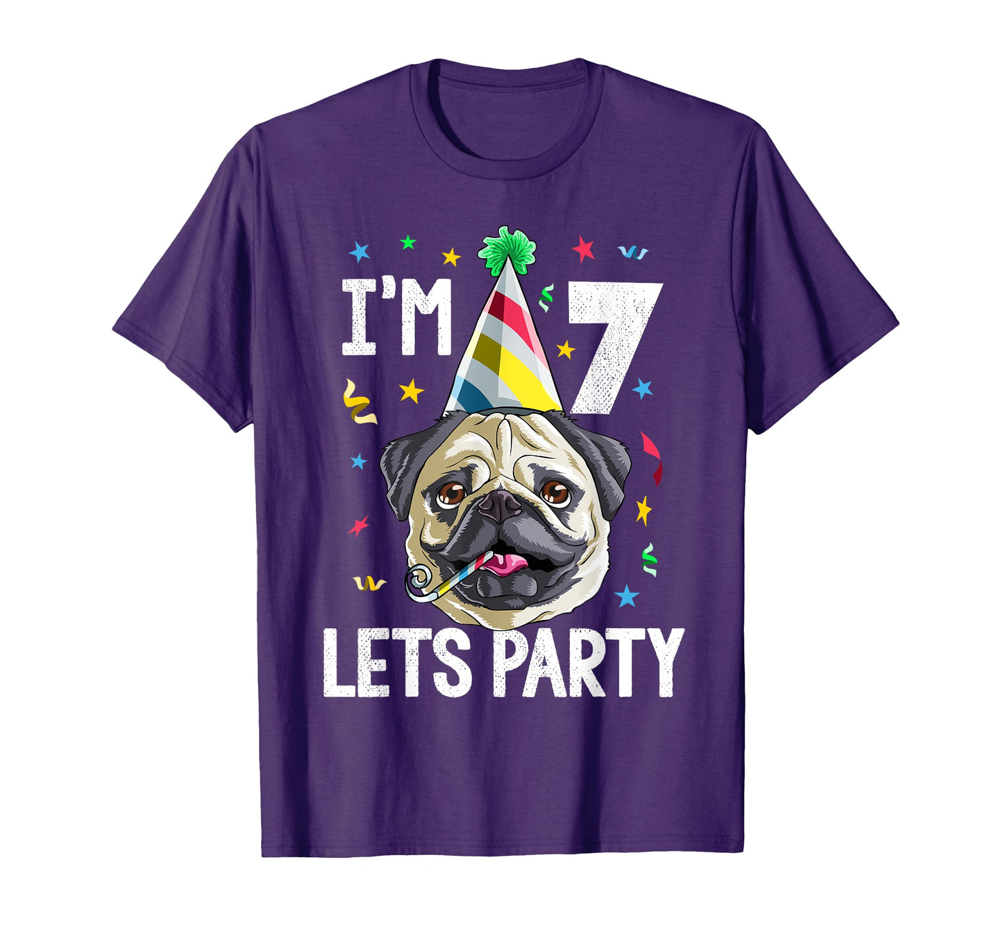 Pug Birthday 7th T Shirt Dog Kids Boys Girls Gift Idea Party T-Shirt