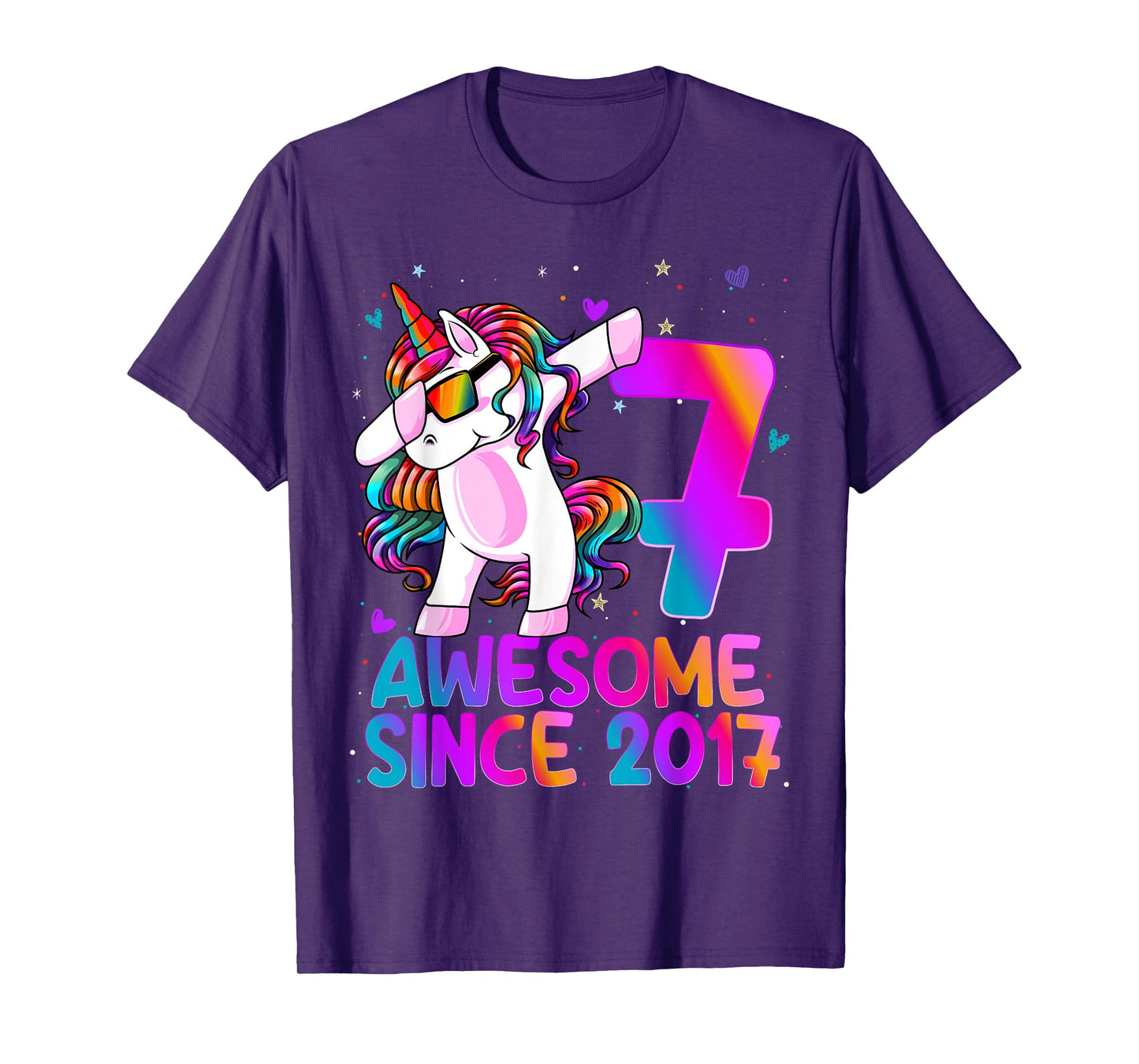 Dabbing Unicorn 7 Year Old 7th Birthday Girl Unicorn Party T-Shirt