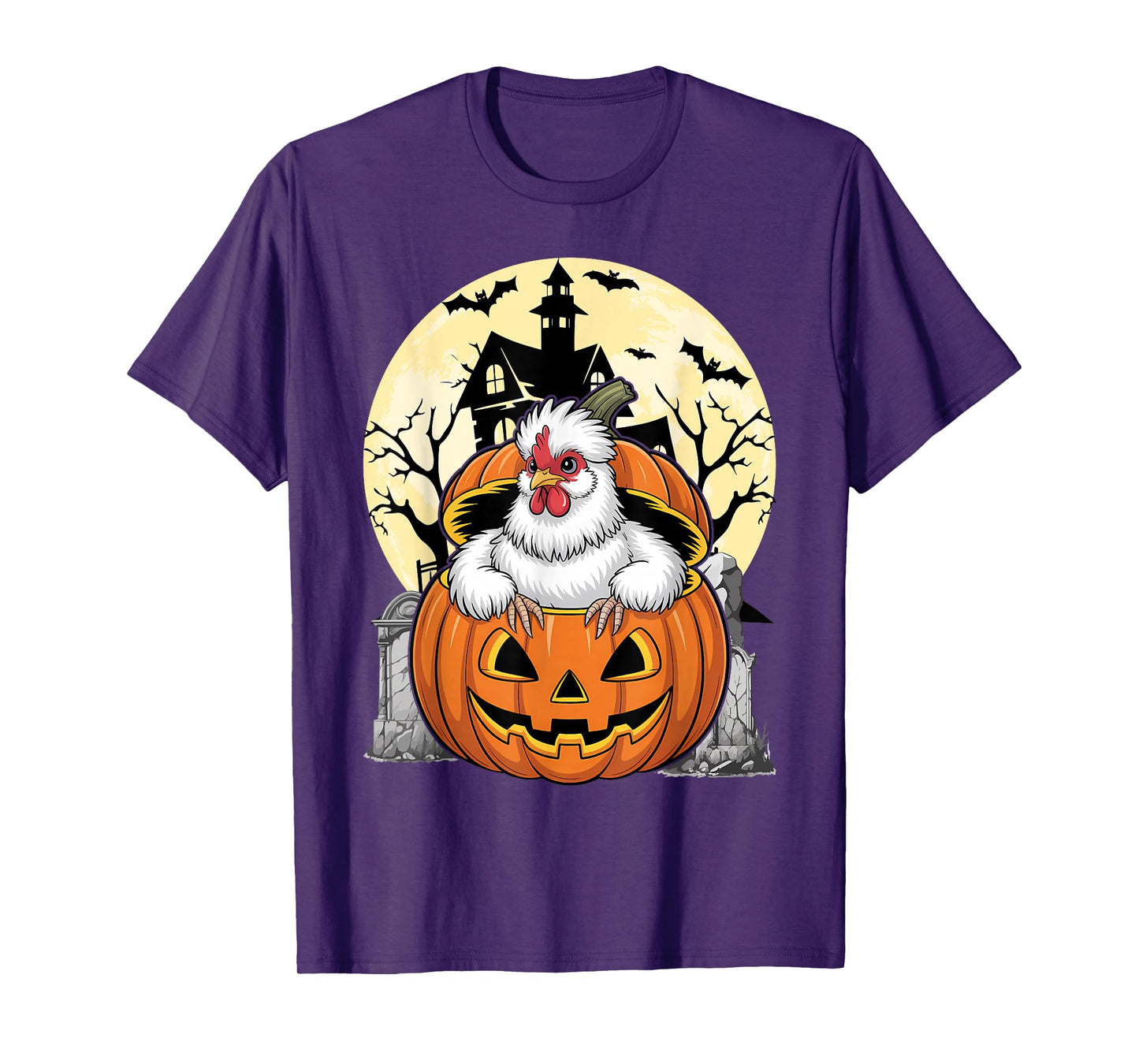 Silkie Chicken Happy Halloween Pumpkin Farm Animal Lover T-Shirt