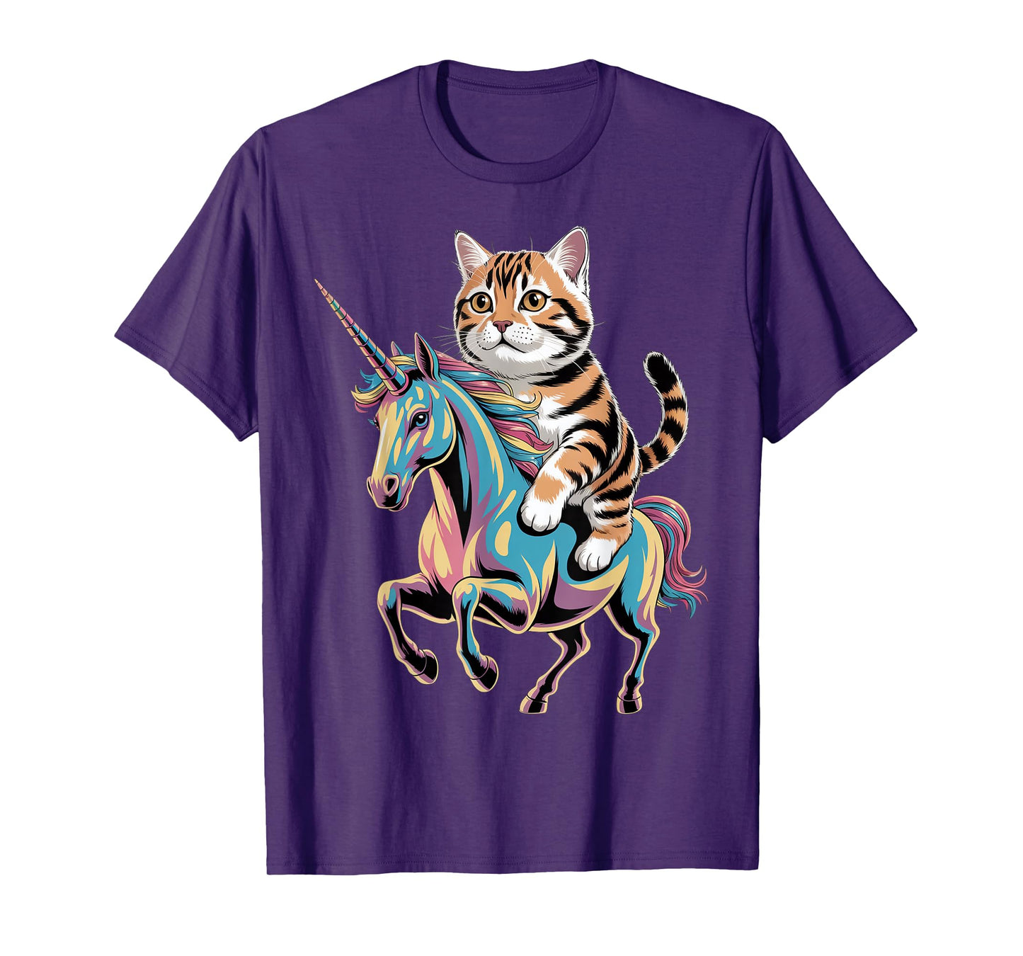 Cute Tiger Cat Riding Unicorn T-Shirt