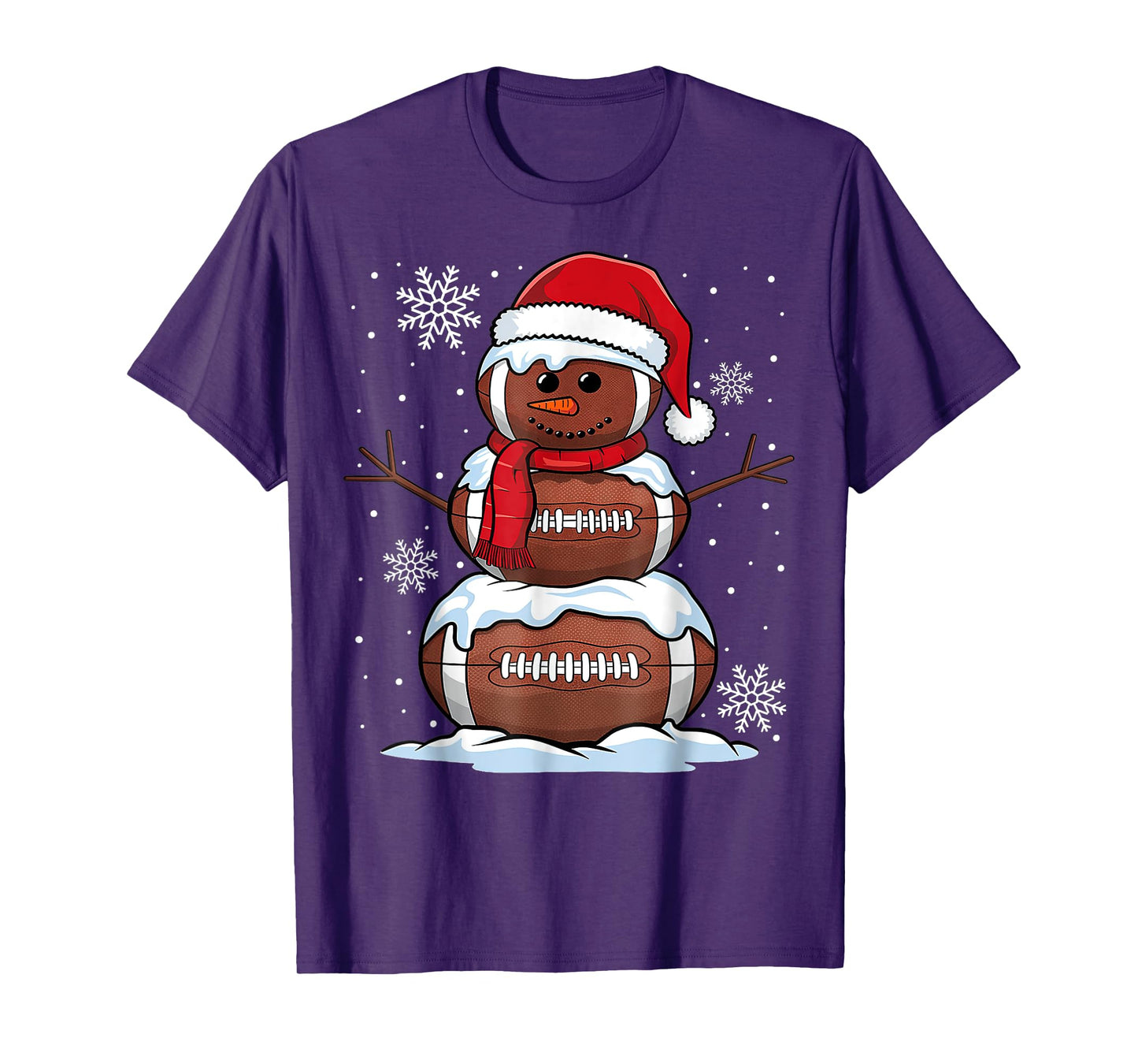 Merry Christmas Football Snowman Holiday Sports Xmas Pajamas T-Shirt