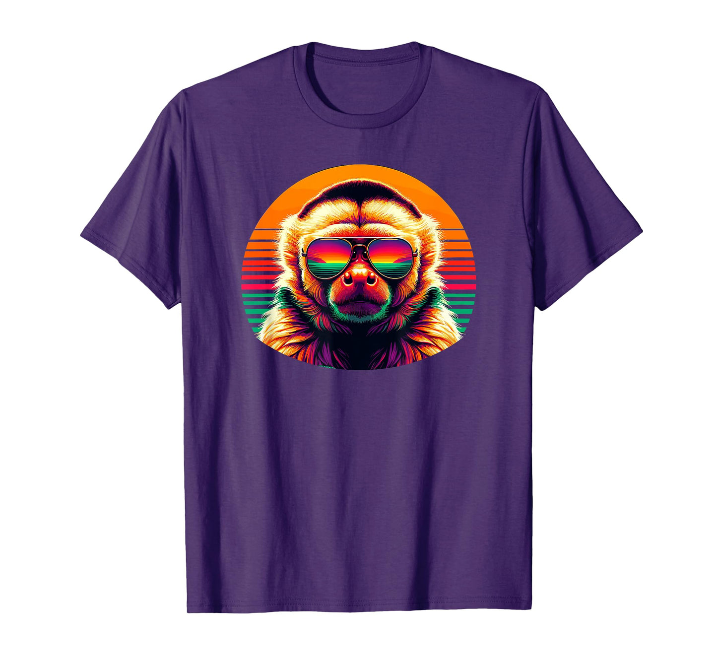 Retro Sunset Sunglasses Capuchin Monkey T-Shirt
