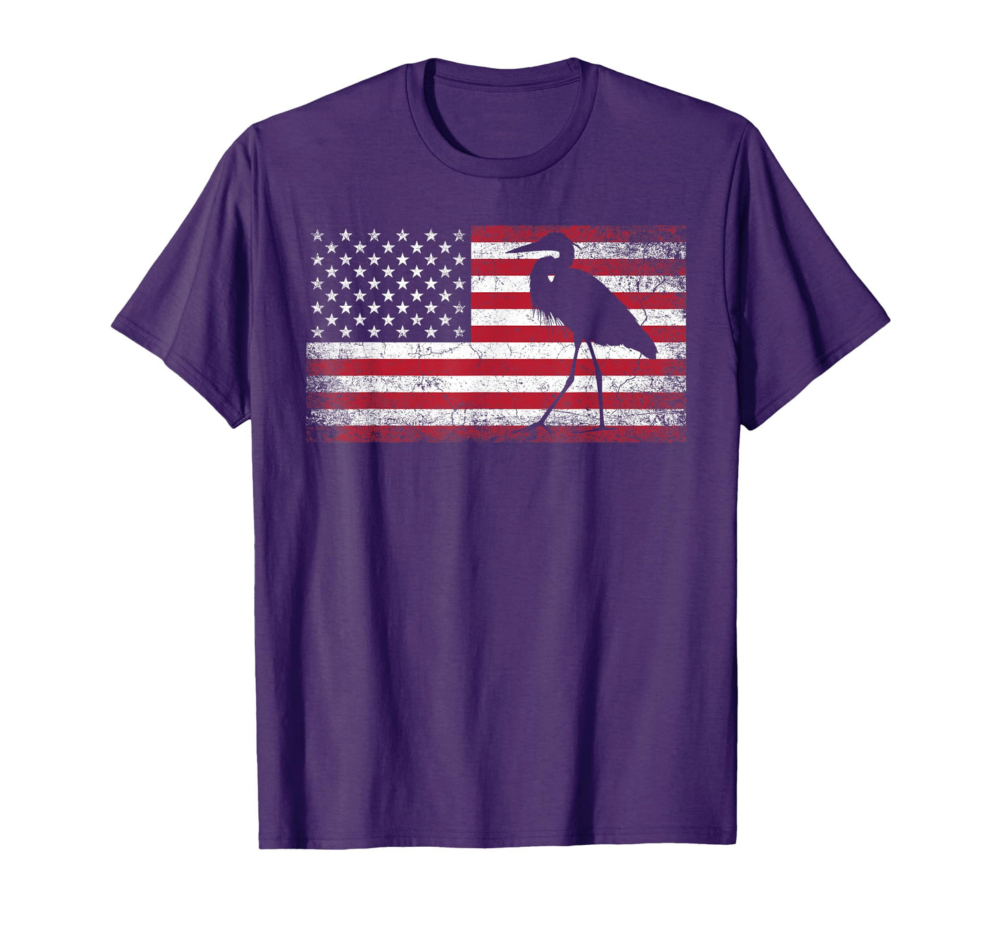 Heron Bird 4th of July American Flag America Patriotic T-Shirt for Women Kids Men