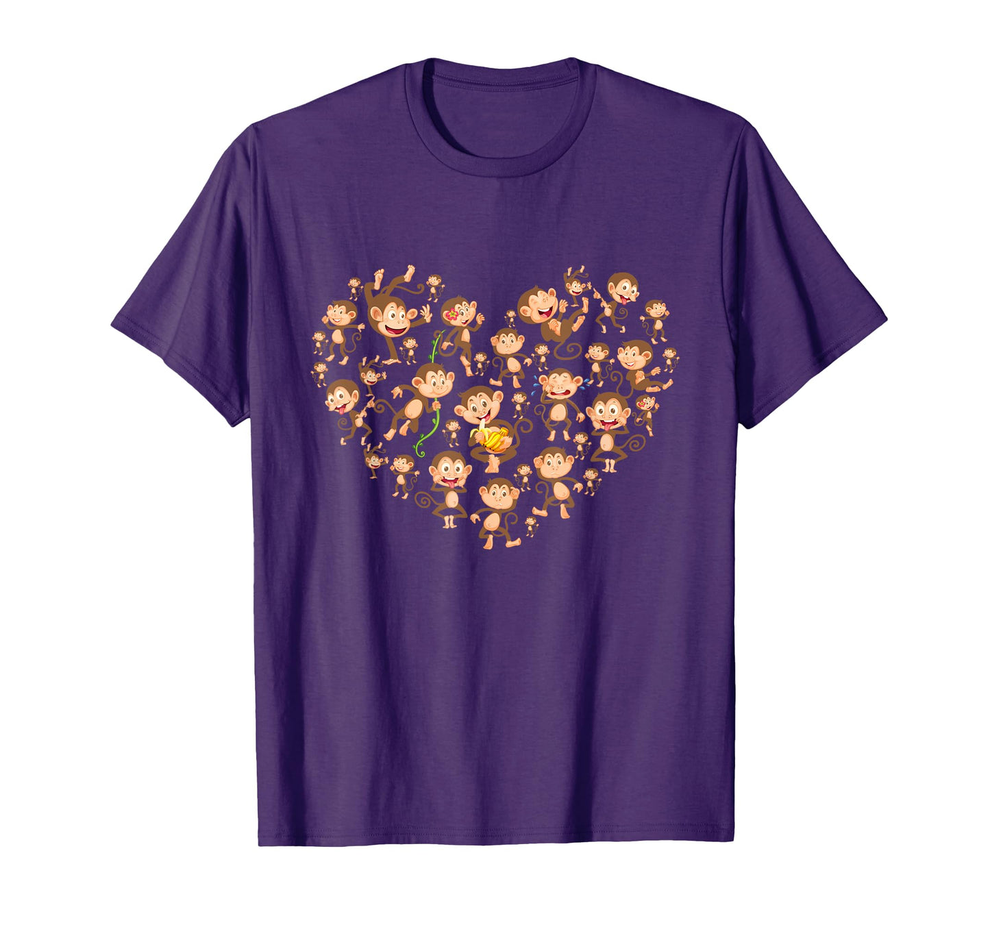 Monkey Heart Shaped Design - Monkeys Primate Animal Lover T-Shirt