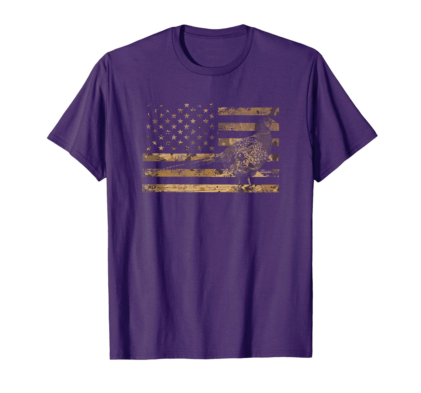 Pheasant Bird Hunter American Flag Camouflage Pheasant Hunt T-Shirt
