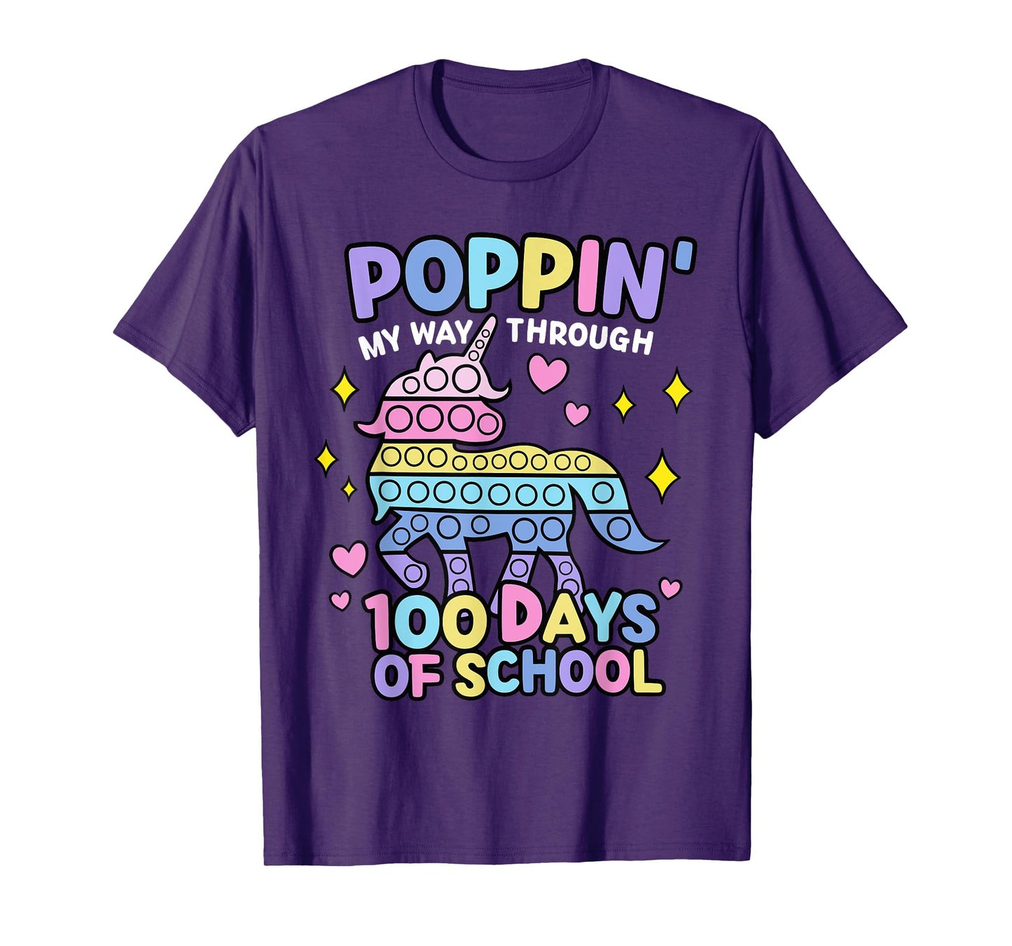 Poppin My Way Through 100 Days Of School Unicorn T-Shirt