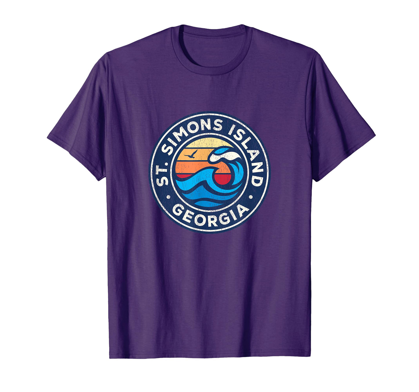 St. Simons Island Georgia GA Vintage Nautical Waves Design T-Shirt