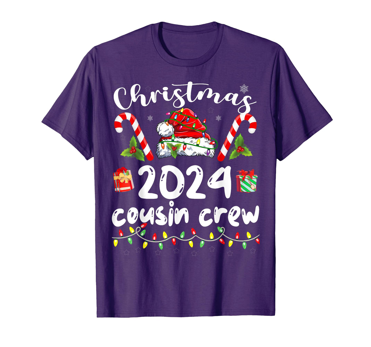 Christmas 2024 Cousin Crew Santa Hat Men Women Kids T-Shirt