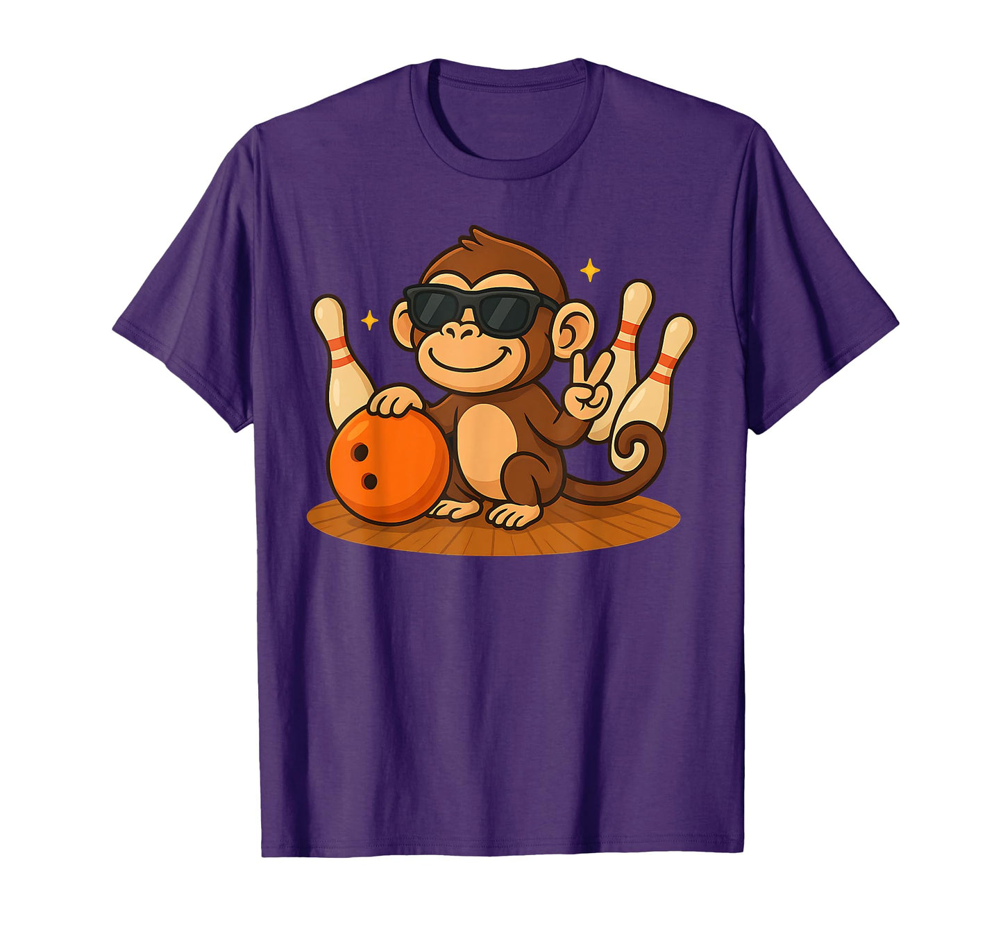 Cute Monkey With Sunglasses Monkey Playing Bowling lover T-Shirt