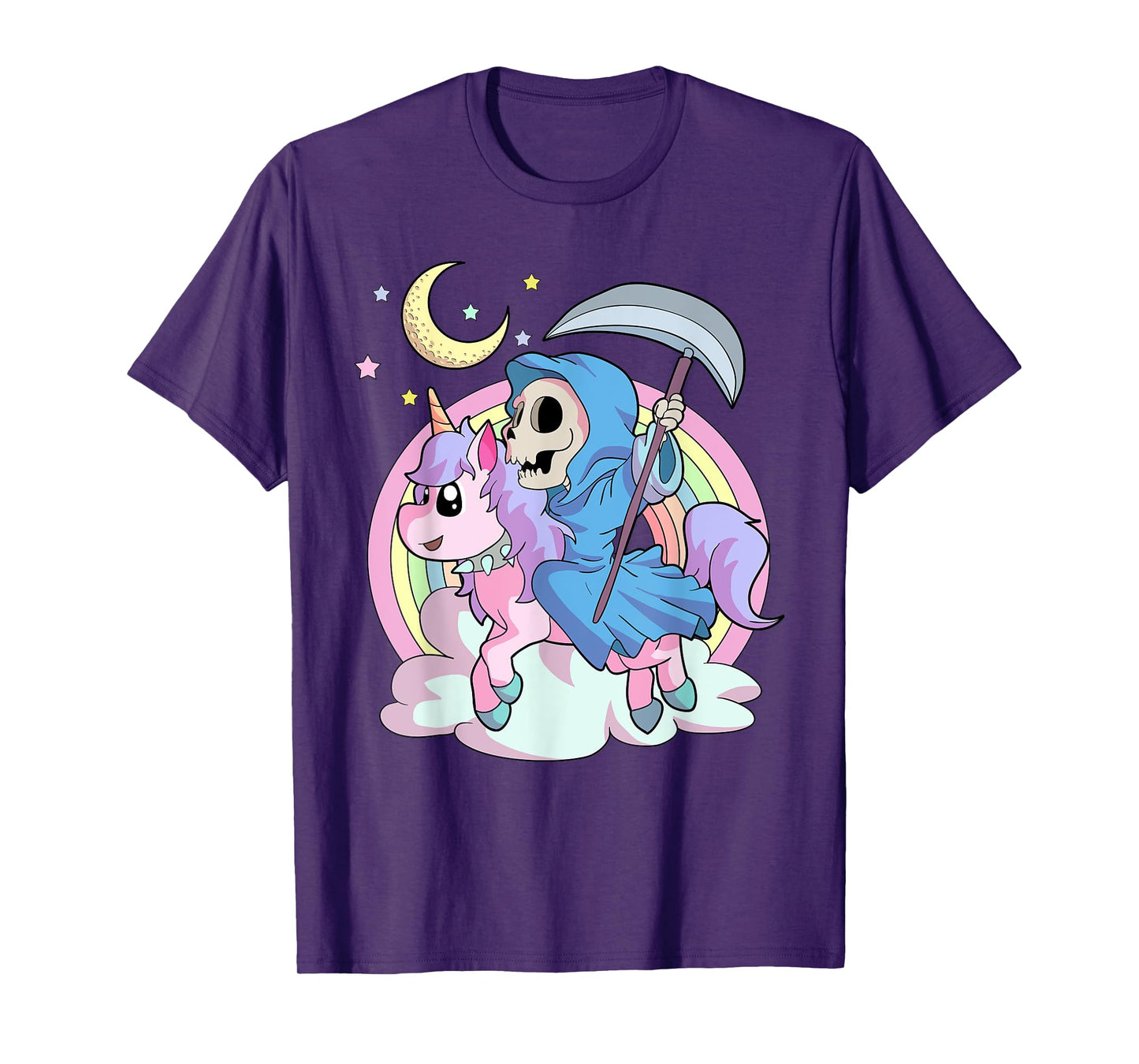 Kawaii Pastel Goth Unicorn and Grim Reaper Creepy Unicorn T-Shirt