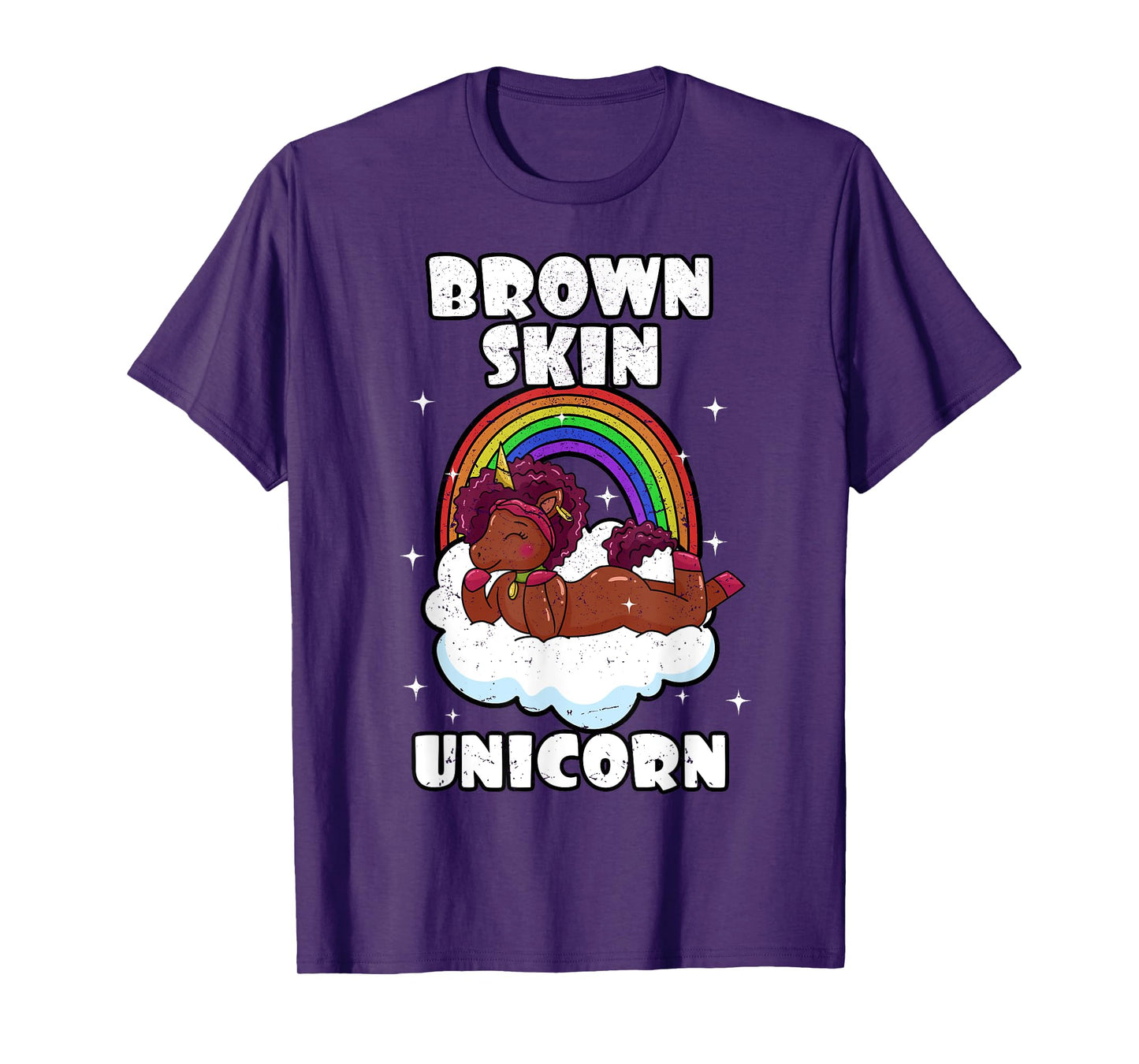 African American Black Woman Brown Skin Unicorn Afro T-Shirt