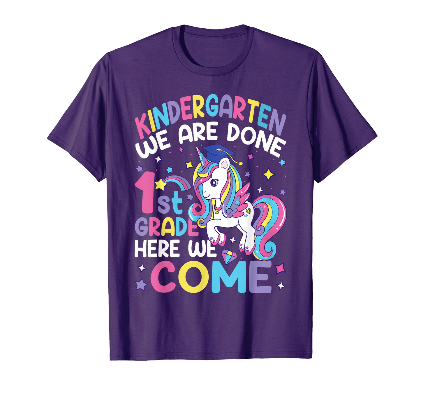 Kindergarten Graduation Cute Unicorn Girls Class Of 2025 T-Shirt