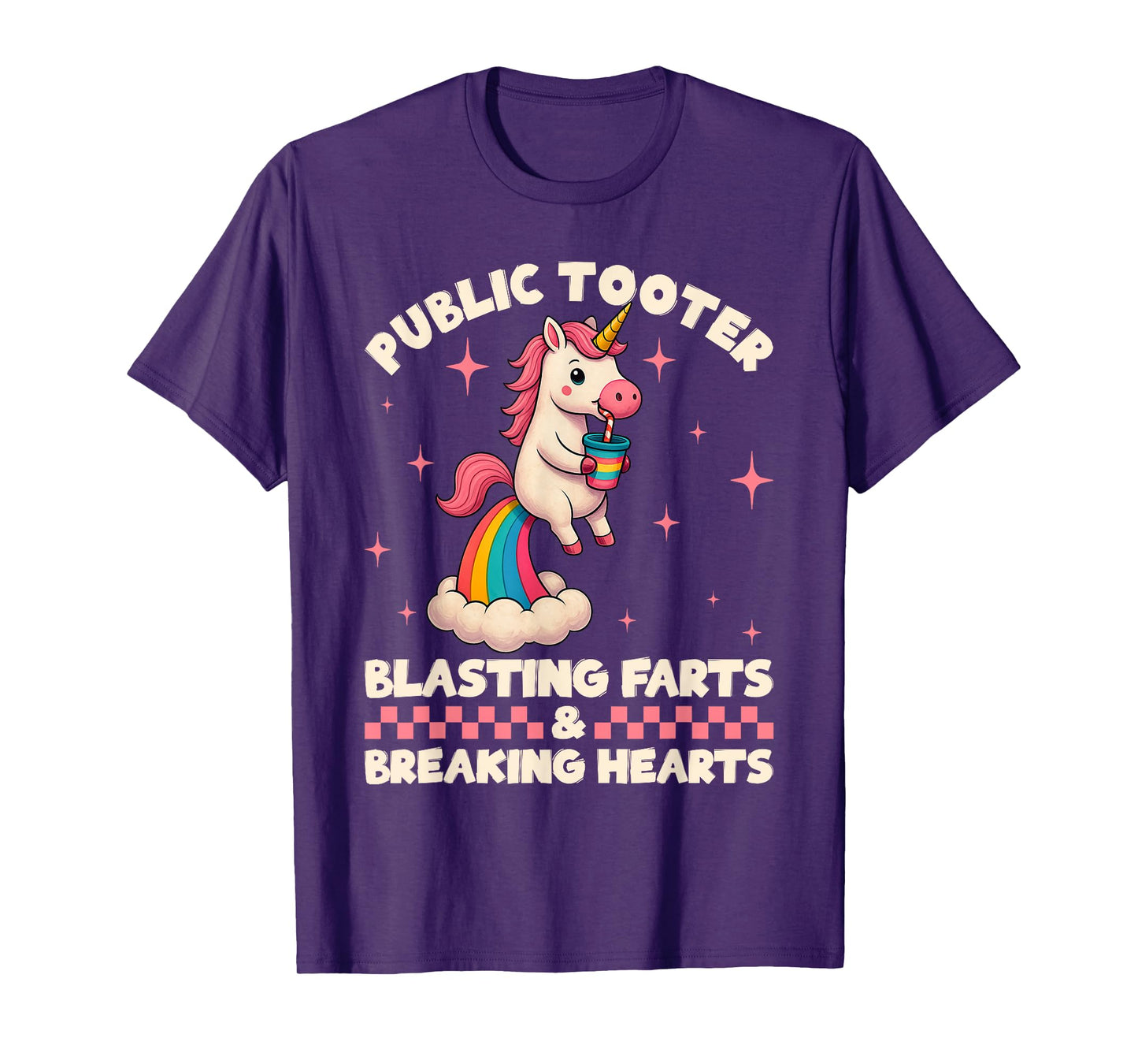 Funny Unicorn Public Tooter Blasting Farts & Breaking Hearts T-Shirt